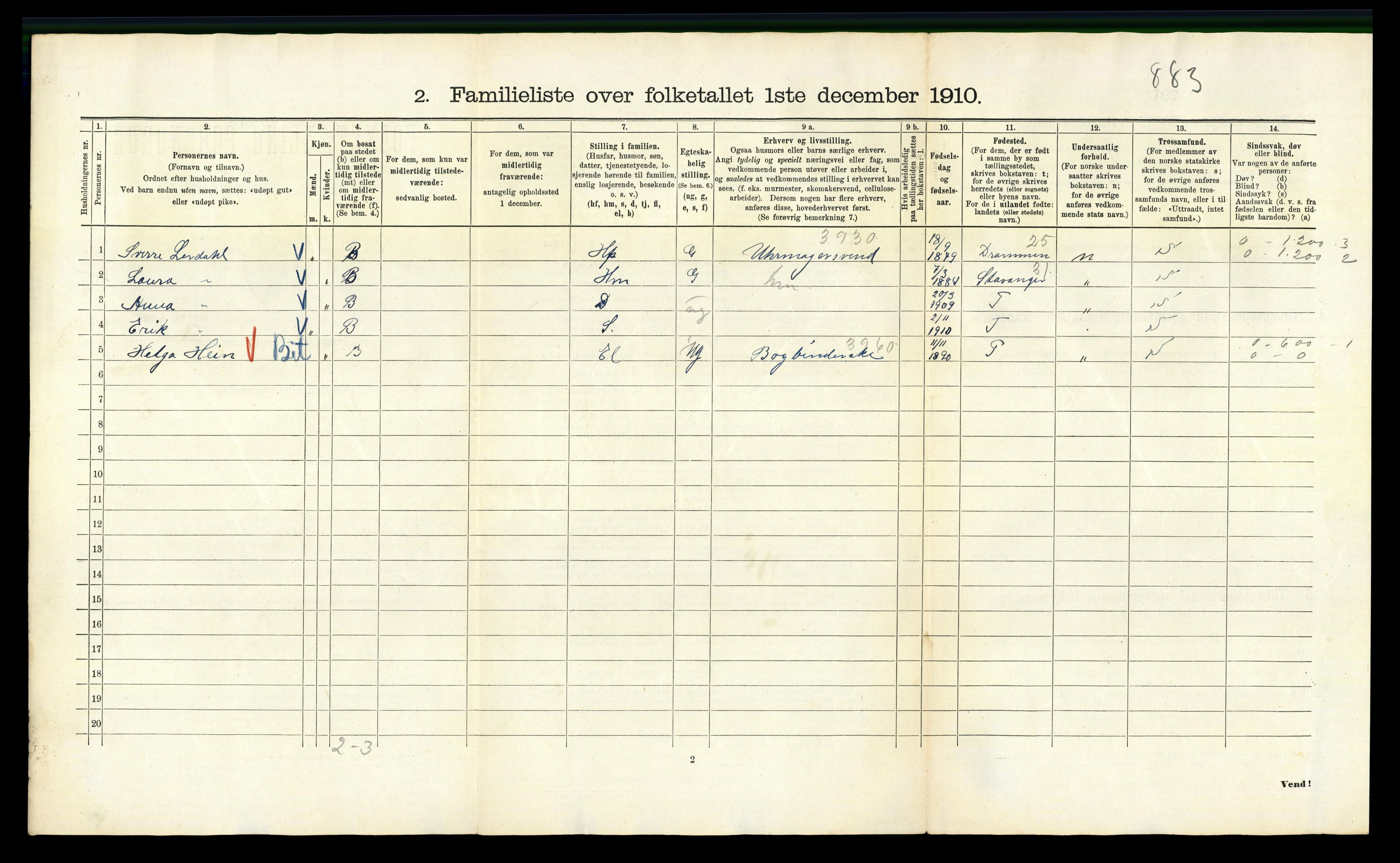 RA, 1910 census for Kristiania, 1910, p. 114134