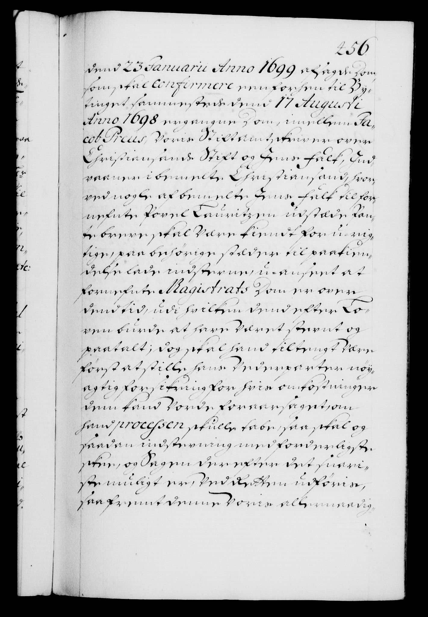 Danske Kanselli 1572-1799, AV/RA-EA-3023/F/Fc/Fca/Fcaa/L0018: Norske registre, 1699-1703, p. 456a