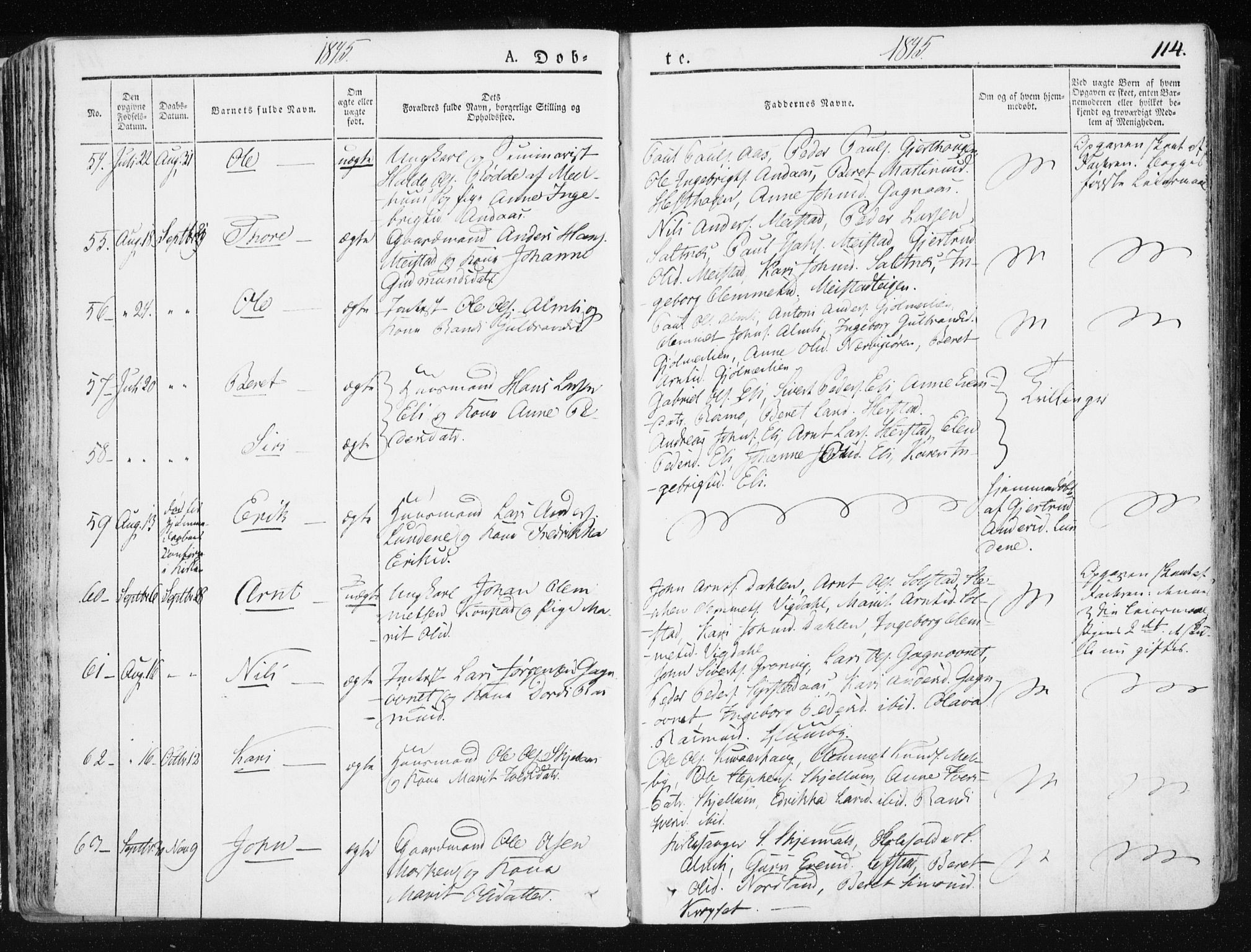 Ministerialprotokoller, klokkerbøker og fødselsregistre - Sør-Trøndelag, AV/SAT-A-1456/665/L0771: Parish register (official) no. 665A06, 1830-1856, p. 114