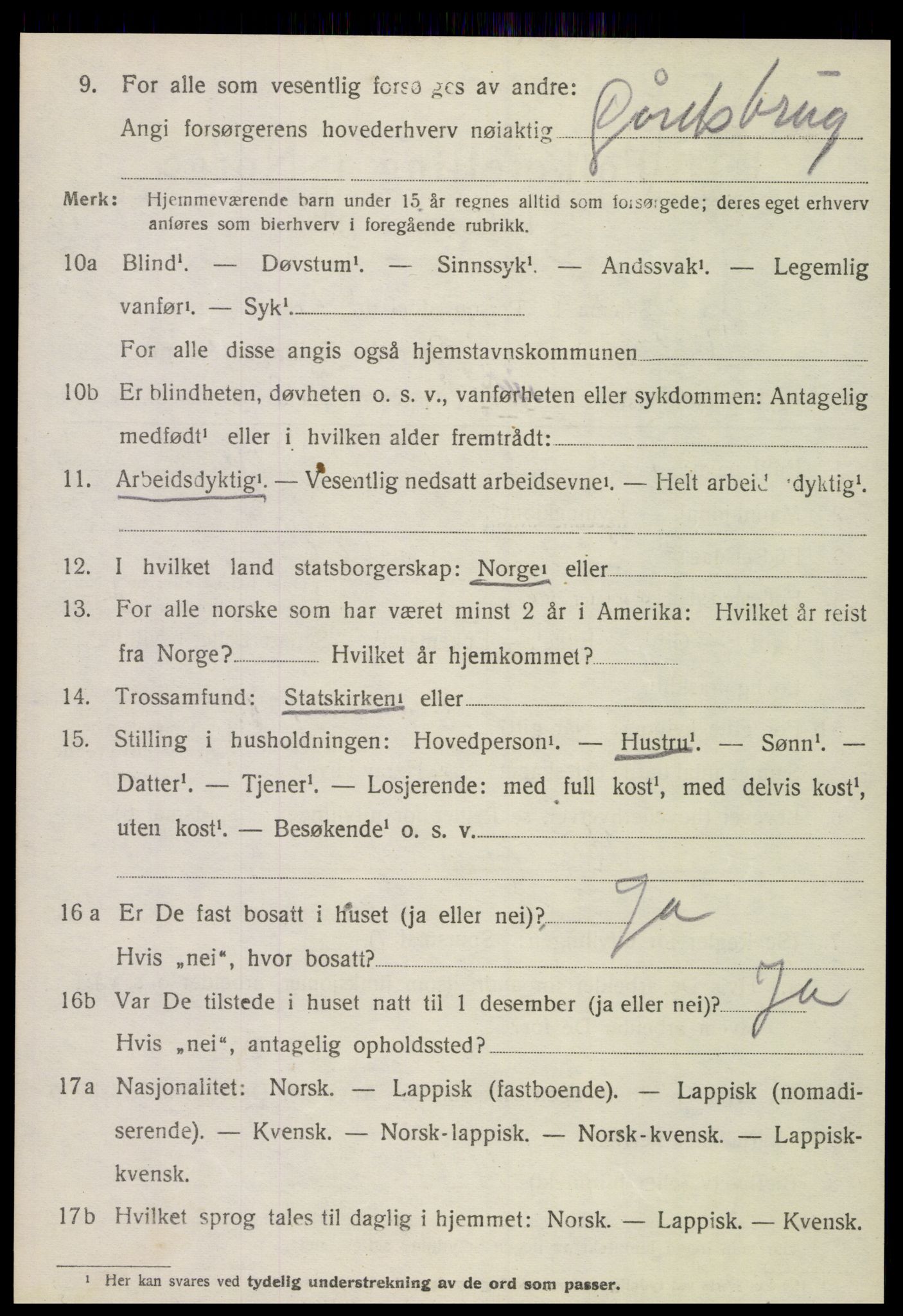 SAT, 1920 census for Meløy, 1920, p. 3634