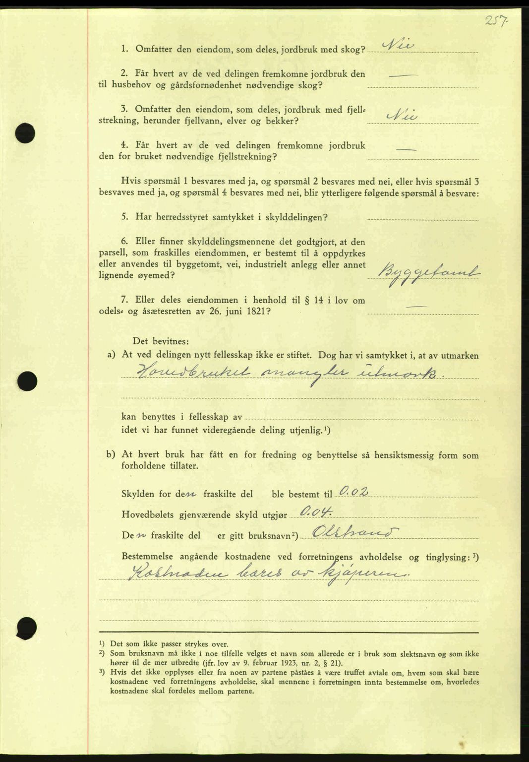 Nordmøre sorenskriveri, AV/SAT-A-4132/1/2/2Ca: Mortgage book no. A96, 1943-1944, Diary no: : 2264/1943