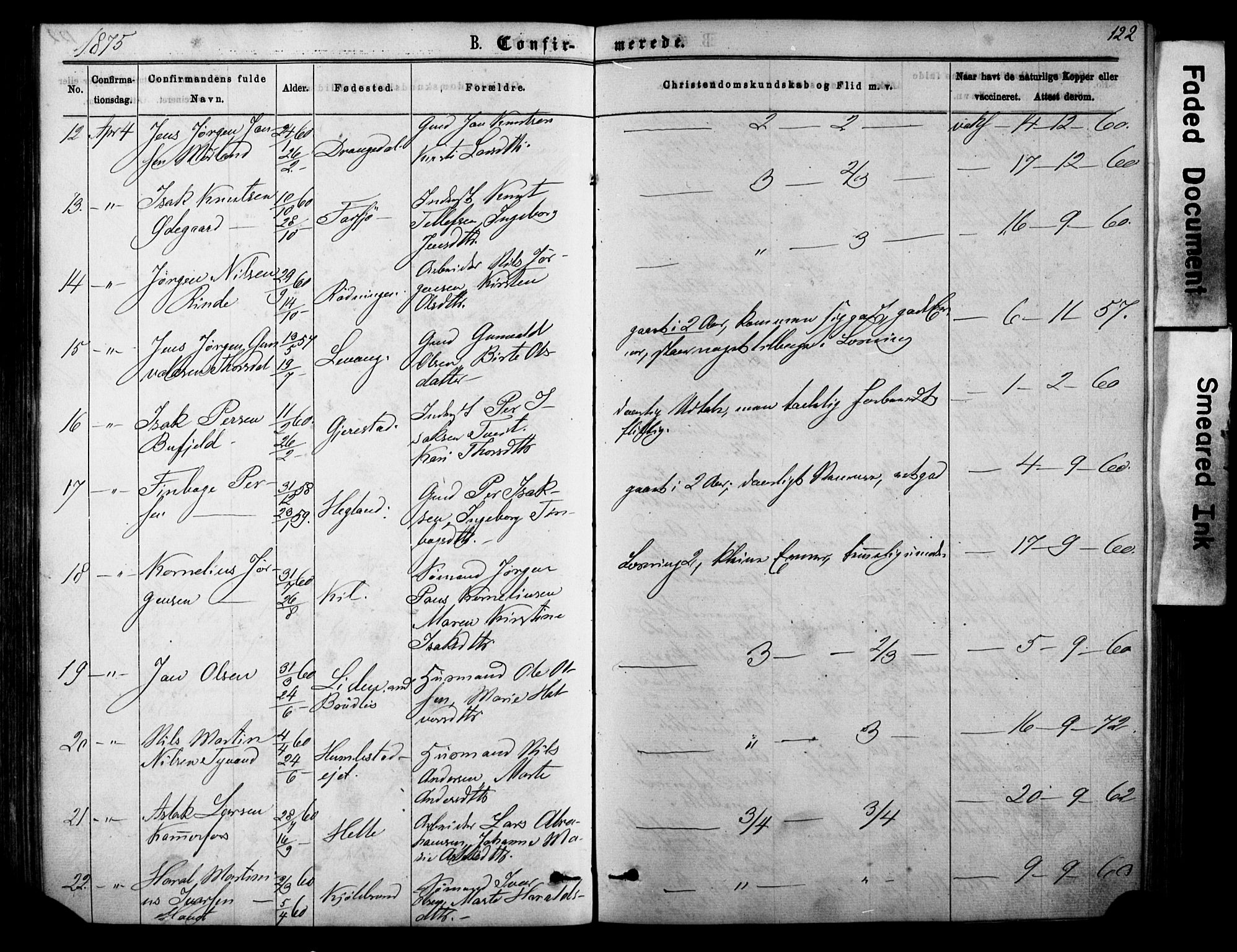 Sannidal kirkebøker, SAKO/A-296/F/Fa/L0014: Parish register (official) no. 14, 1874-1883, p. 122