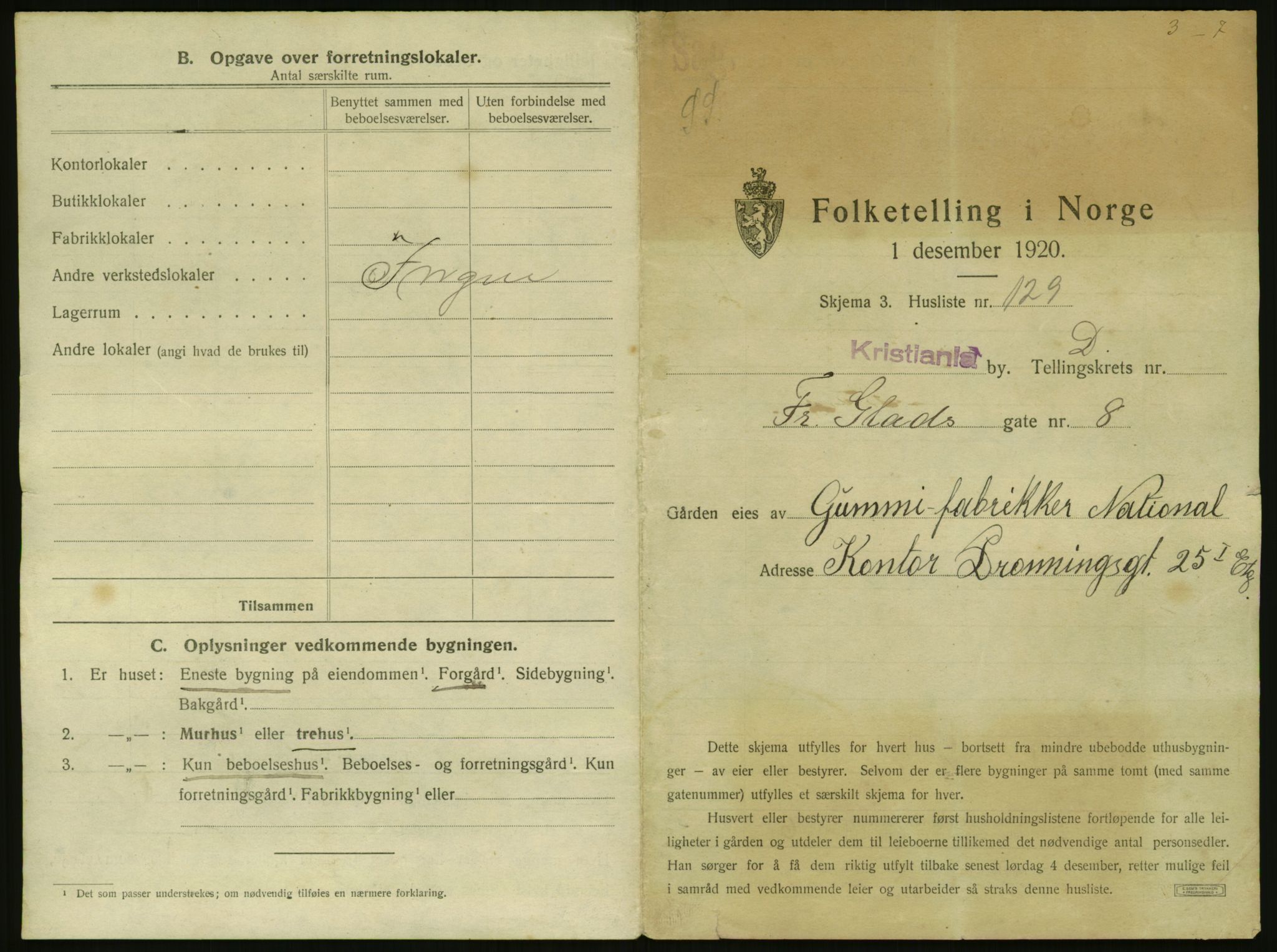 SAO, 1920 census for Kristiania, 1920, p. 26008