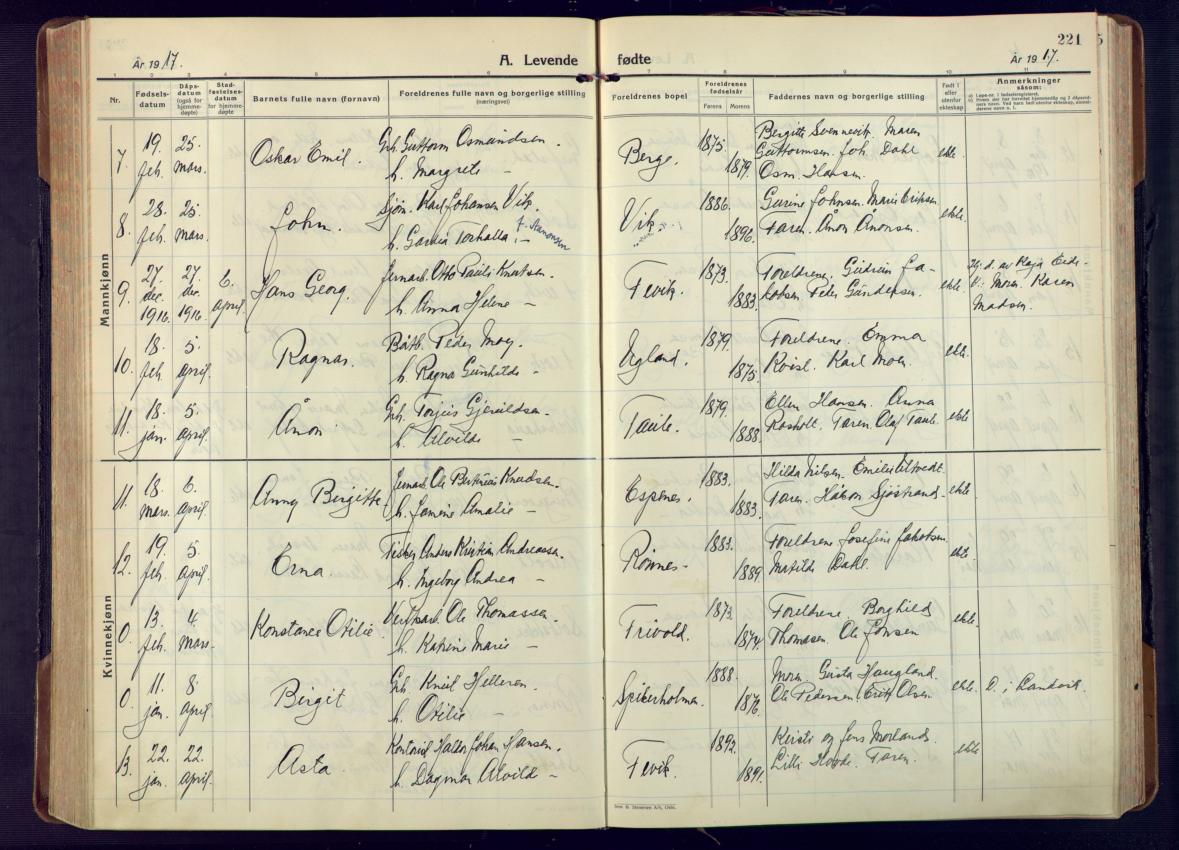 Fjære sokneprestkontor, AV/SAK-1111-0011/F/Fa/L0004: Parish register (official) no. A 4, 1902-1925, p. 221