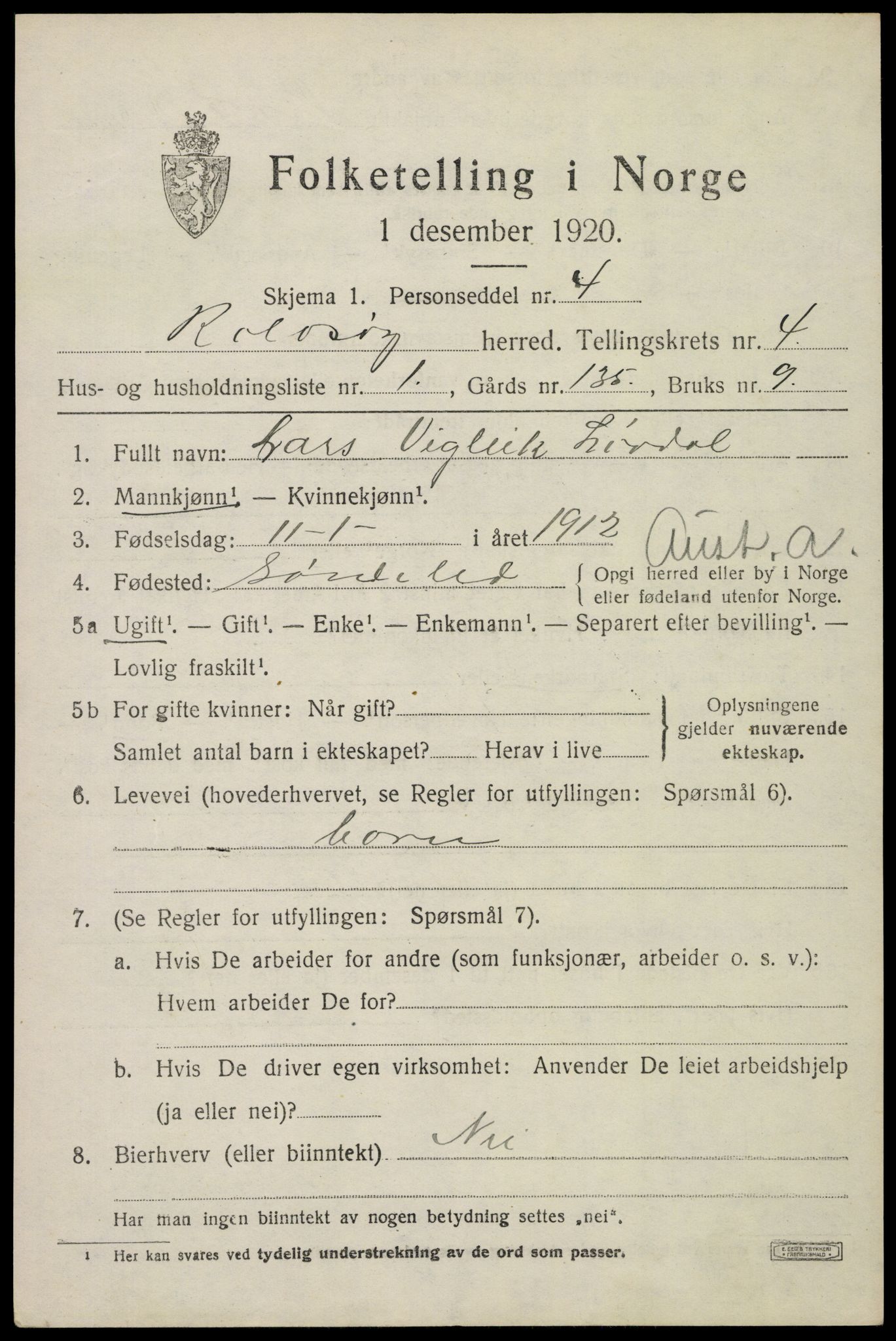 SAO, 1920 census for Rolvsøy, 1920, p. 4375