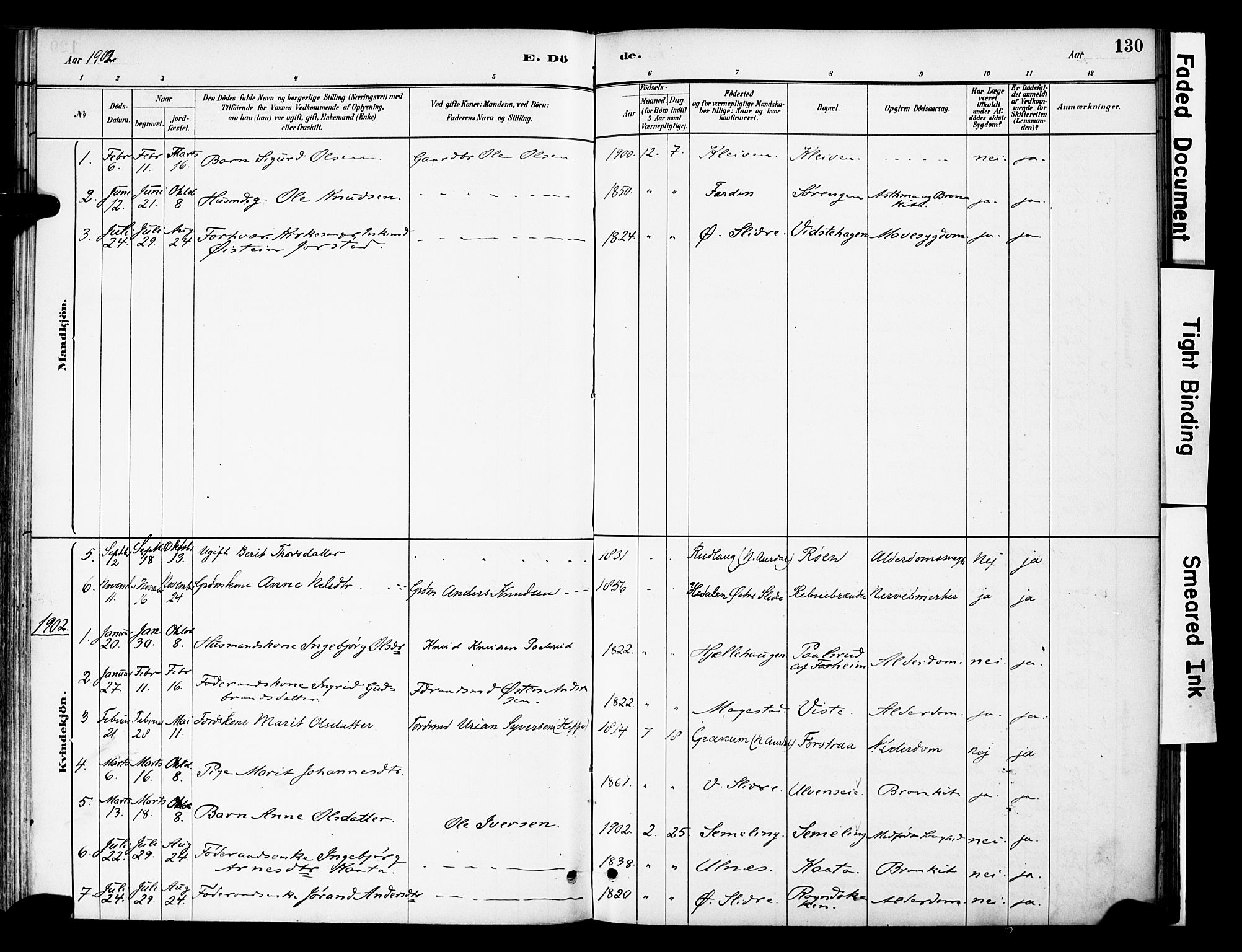 Vestre Slidre prestekontor, SAH/PREST-136/H/Ha/Haa/L0006: Parish register (official) no. 6, 1881-1912, p. 130
