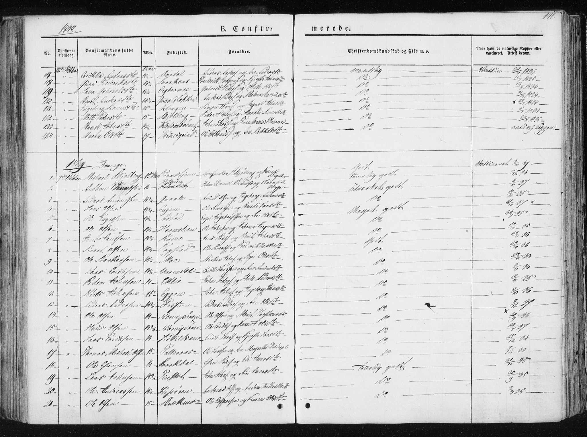 Ministerialprotokoller, klokkerbøker og fødselsregistre - Sør-Trøndelag, SAT/A-1456/668/L0805: Parish register (official) no. 668A05, 1840-1853, p. 141