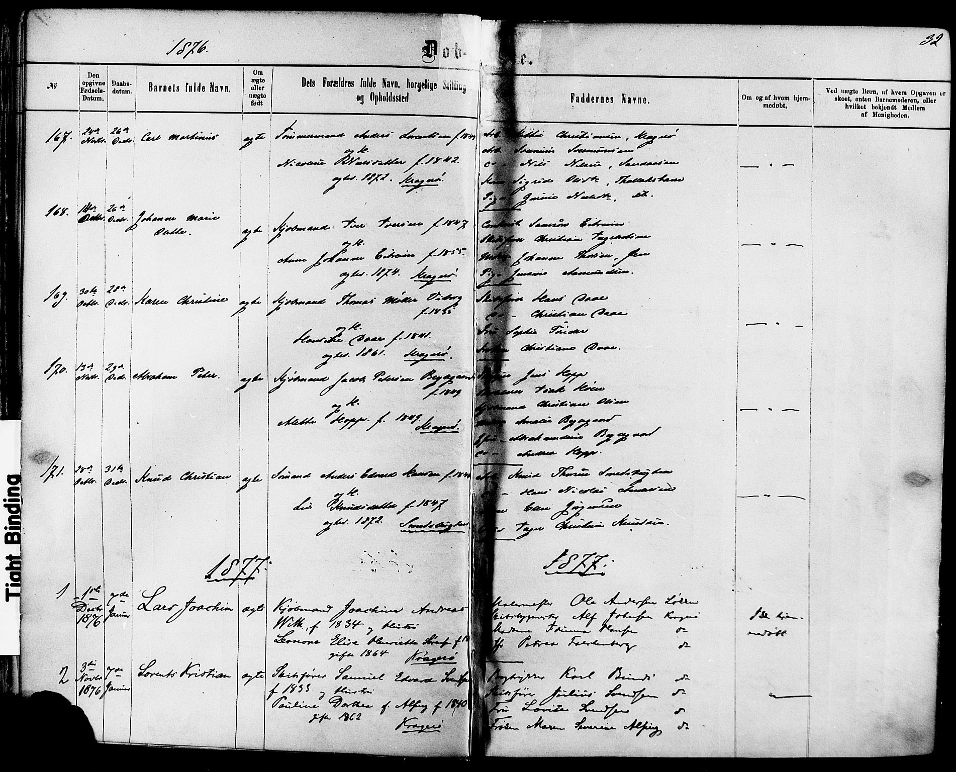 Kragerø kirkebøker, AV/SAKO-A-278/F/Fa/L0011: Parish register (official) no. 11, 1875-1886, p. 32