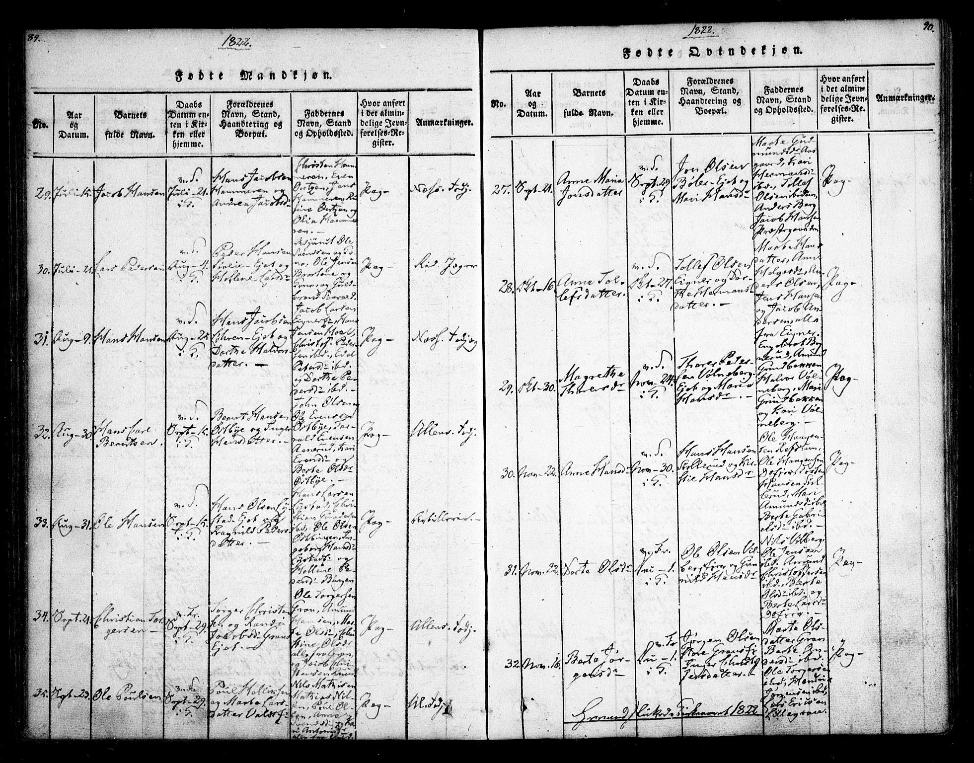 Sørum prestekontor Kirkebøker, AV/SAO-A-10303/F/Fa/L0003: Parish register (official) no. I 3, 1814-1829, p. 89-90