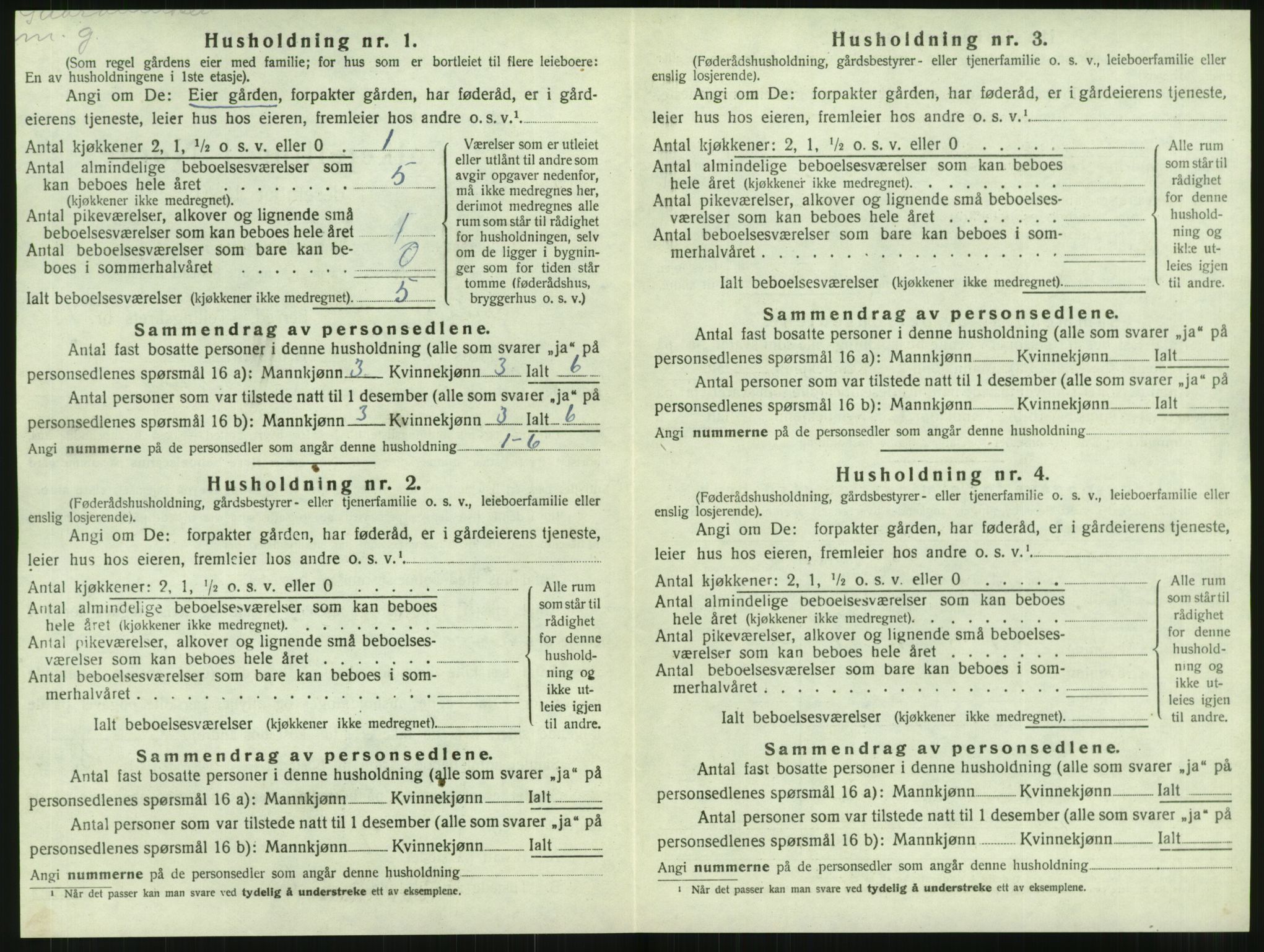 SAT, 1920 census for Ogndal, 1920, p. 42