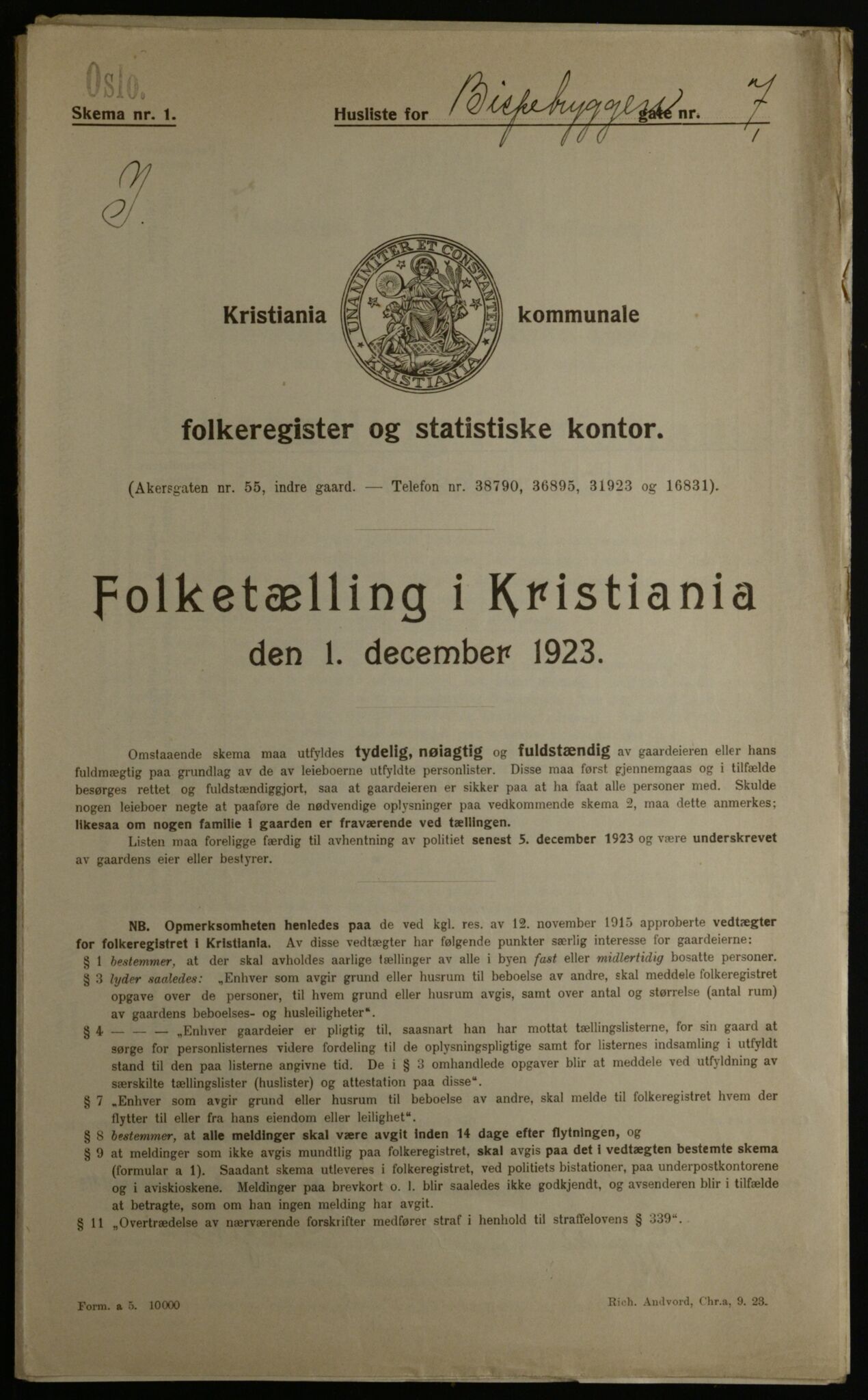 OBA, Municipal Census 1923 for Kristiania, 1923, p. 6204