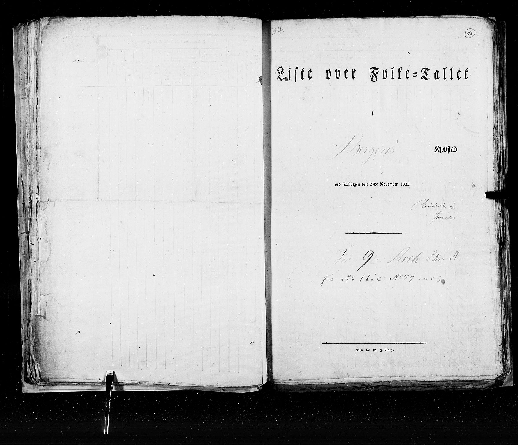 RA, Census 1825, vol. 22: Bergen, 1825, p. 45