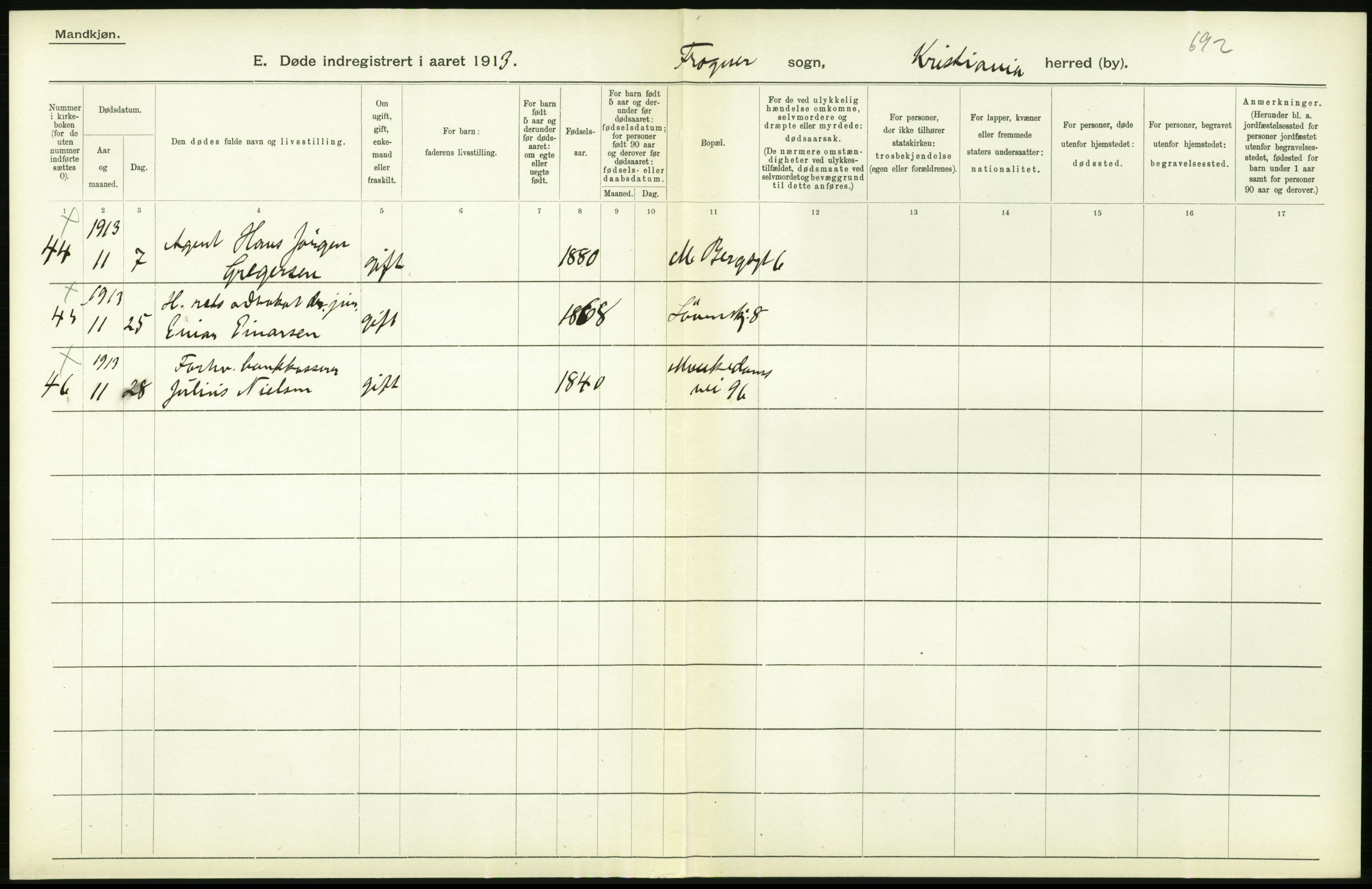 Statistisk sentralbyrå, Sosiodemografiske emner, Befolkning, AV/RA-S-2228/D/Df/Dfb/Dfbc/L0009: Kristiania: Døde., 1913, p. 32