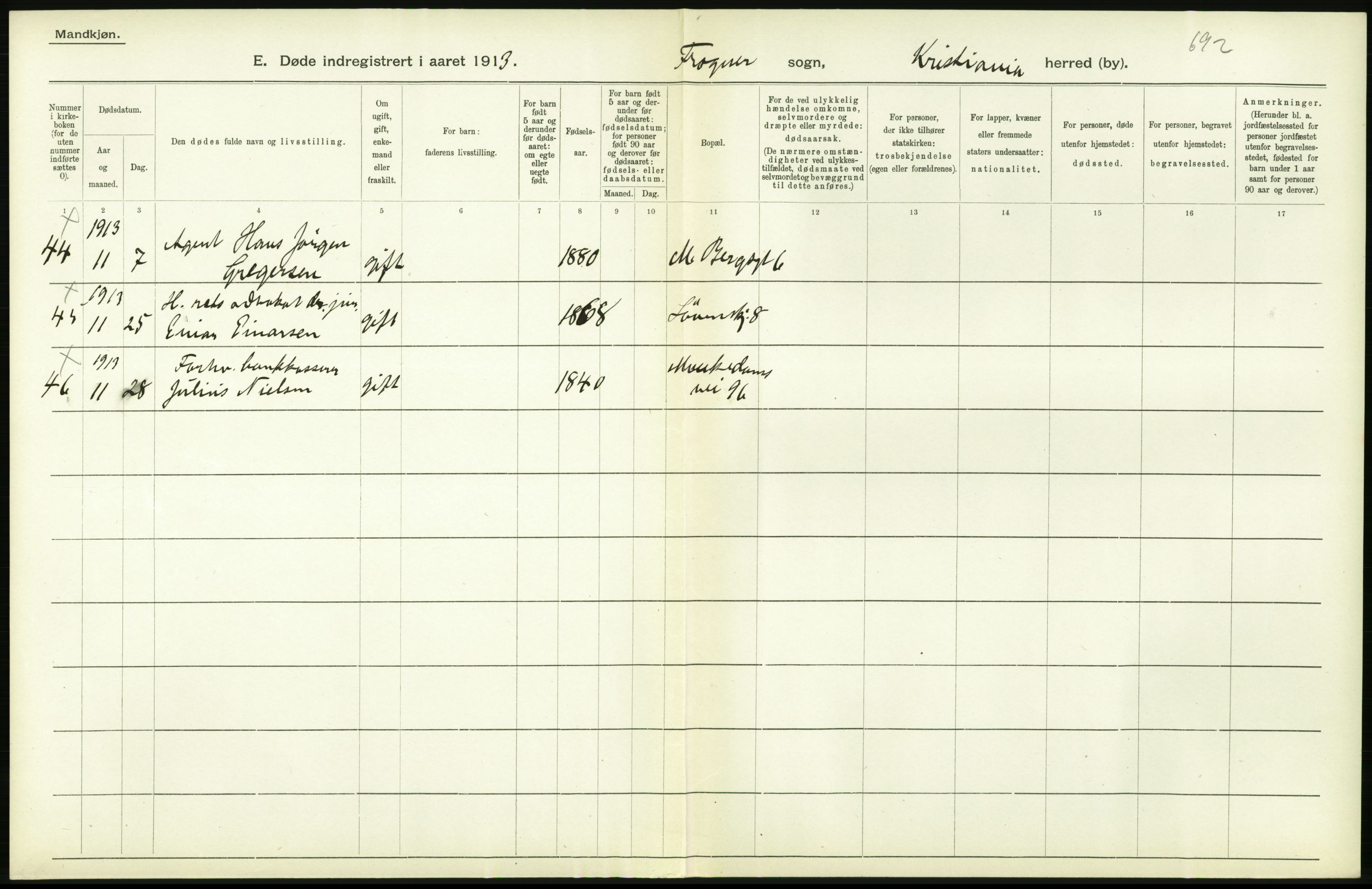 Statistisk sentralbyrå, Sosiodemografiske emner, Befolkning, RA/S-2228/D/Df/Dfb/Dfbc/L0009: Kristiania: Døde., 1913, p. 32