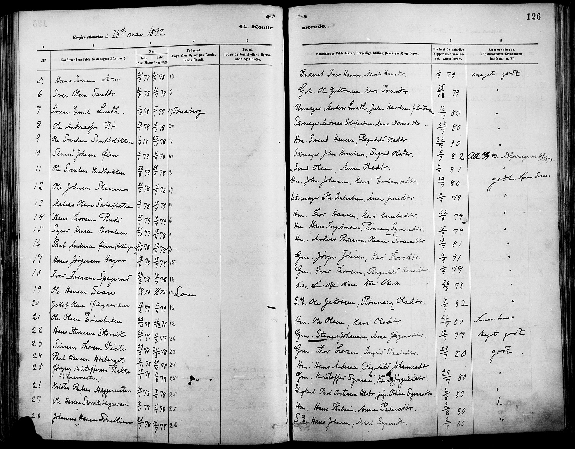 Vågå prestekontor, SAH/PREST-076/H/Ha/Haa/L0009: Parish register (official) no. 9, 1886-1904, p. 126