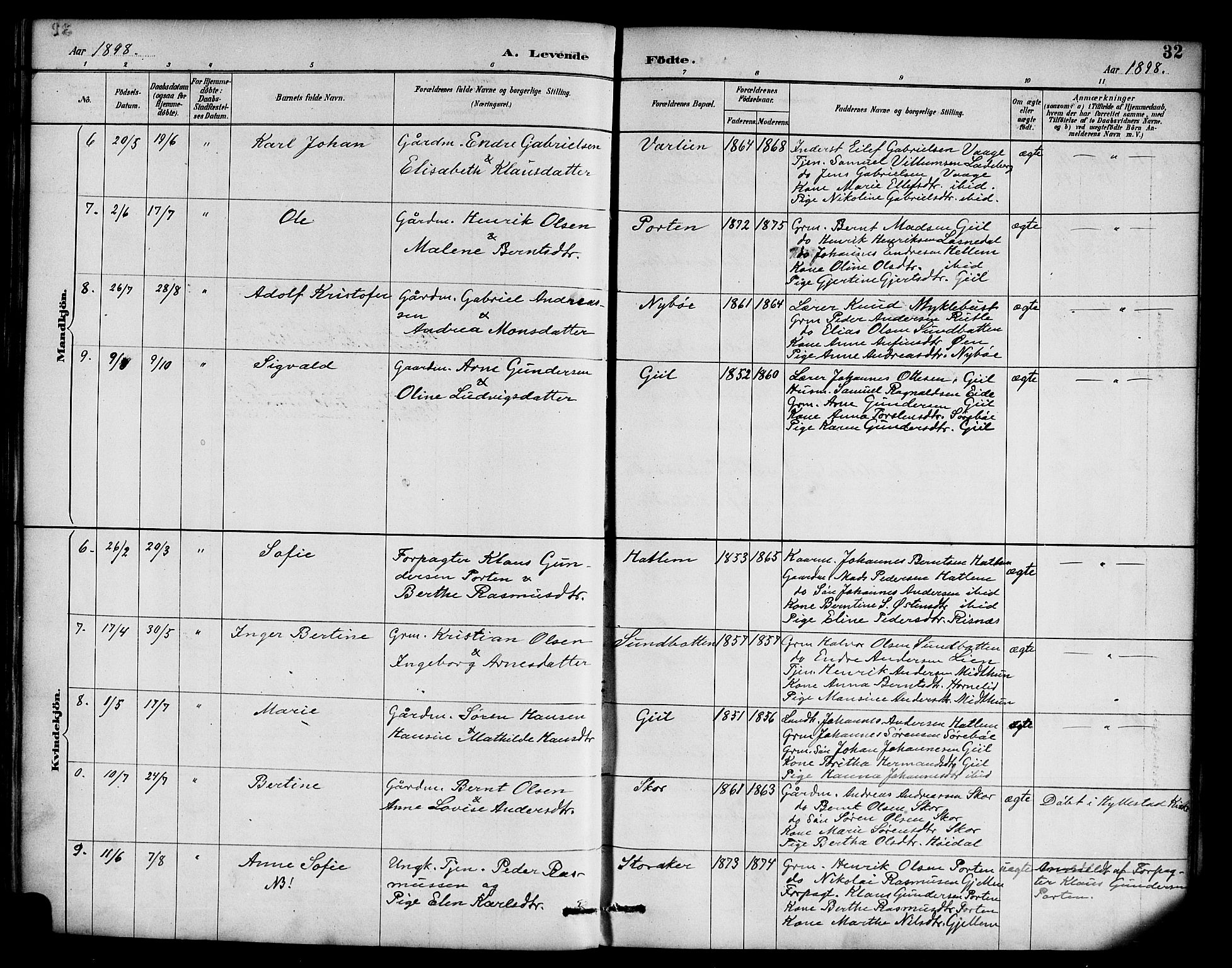 Hyllestad sokneprestembete, AV/SAB-A-80401: Parish register (official) no. D 1, 1886-1905, p. 32