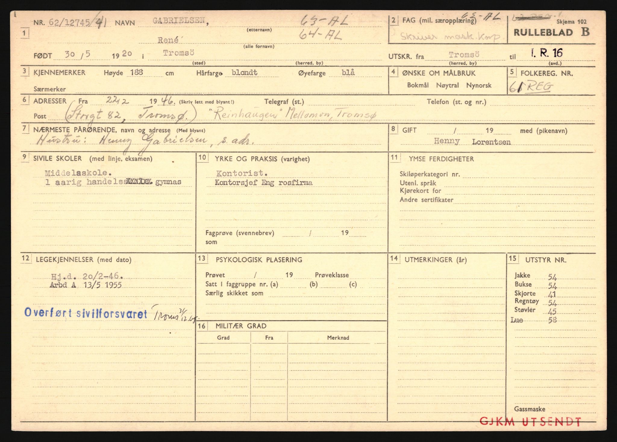 Forsvaret, Troms infanteriregiment nr. 16, AV/RA-RAFA-3146/P/Pa/L0024/0002: Rulleblad / Rulleblad for regimentets menige mannskaper, årsklasse 1941, 1941, p. 80