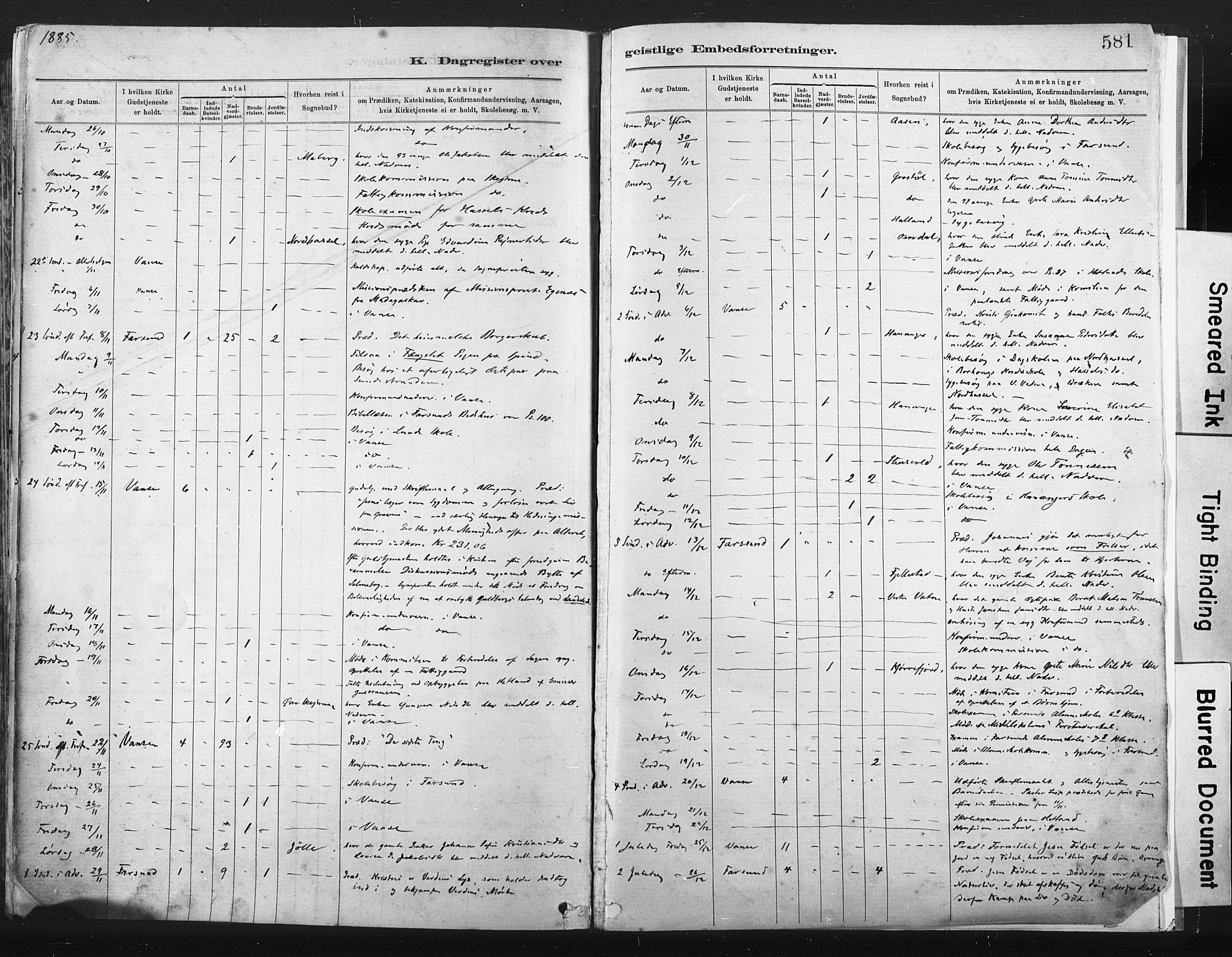 Lista sokneprestkontor, AV/SAK-1111-0027/F/Fa/L0012: Parish register (official) no. A 12, 1879-1903, p. 581