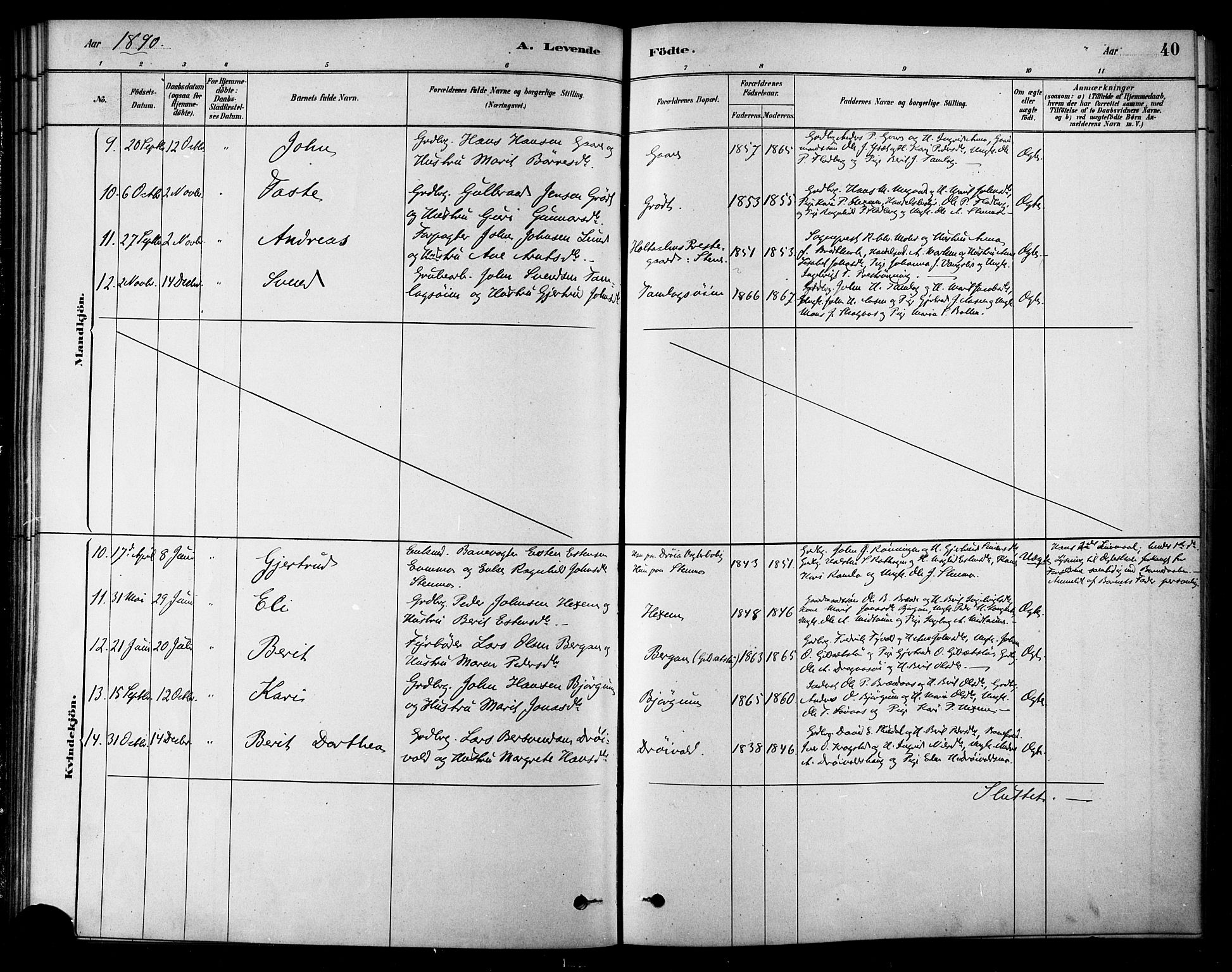 Ministerialprotokoller, klokkerbøker og fødselsregistre - Sør-Trøndelag, SAT/A-1456/685/L0972: Parish register (official) no. 685A09, 1879-1890, p. 40