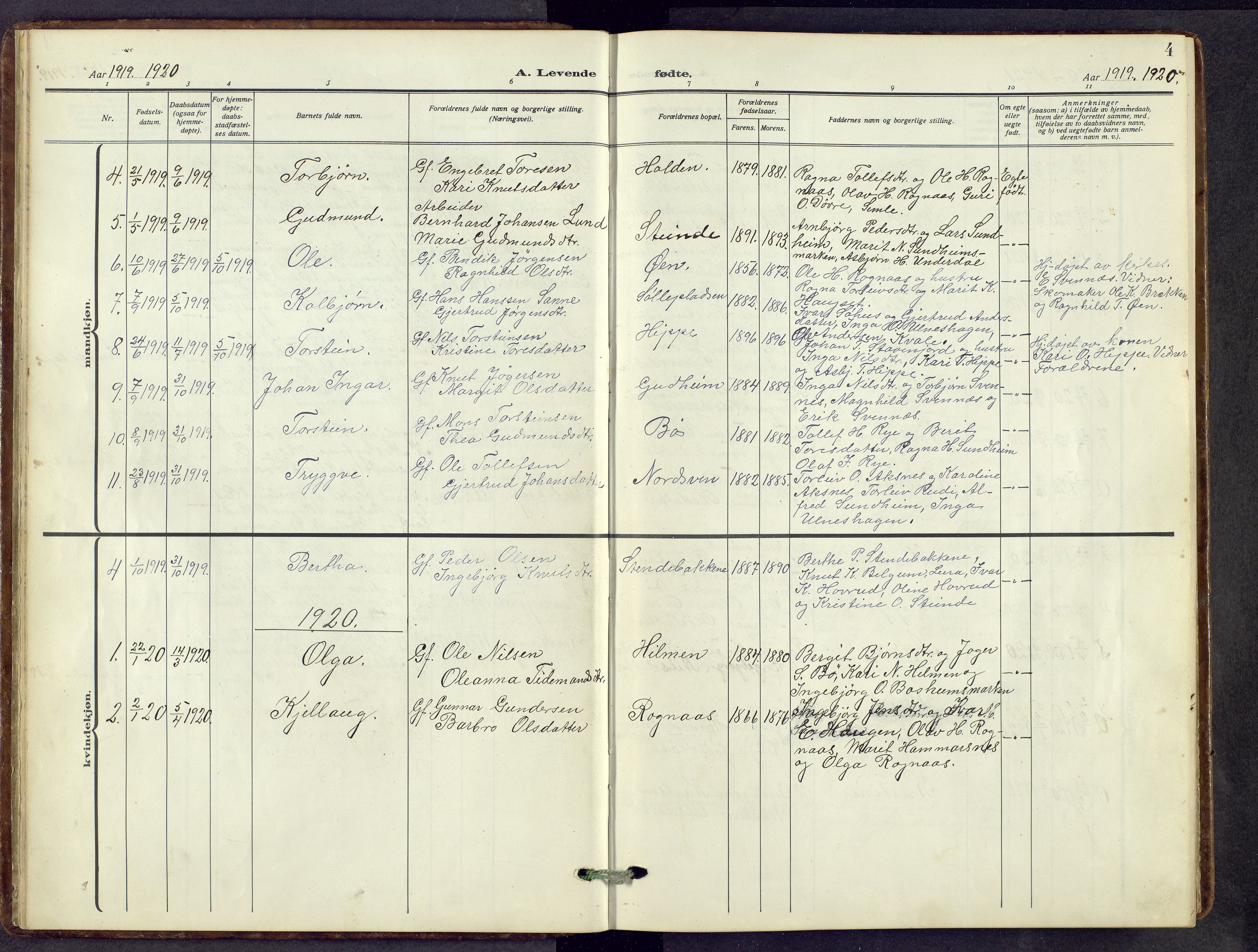 Nord-Aurdal prestekontor, SAH/PREST-132/H/Ha/Hab/L0014: Parish register (copy) no. 14, 1917-1953, p. 4