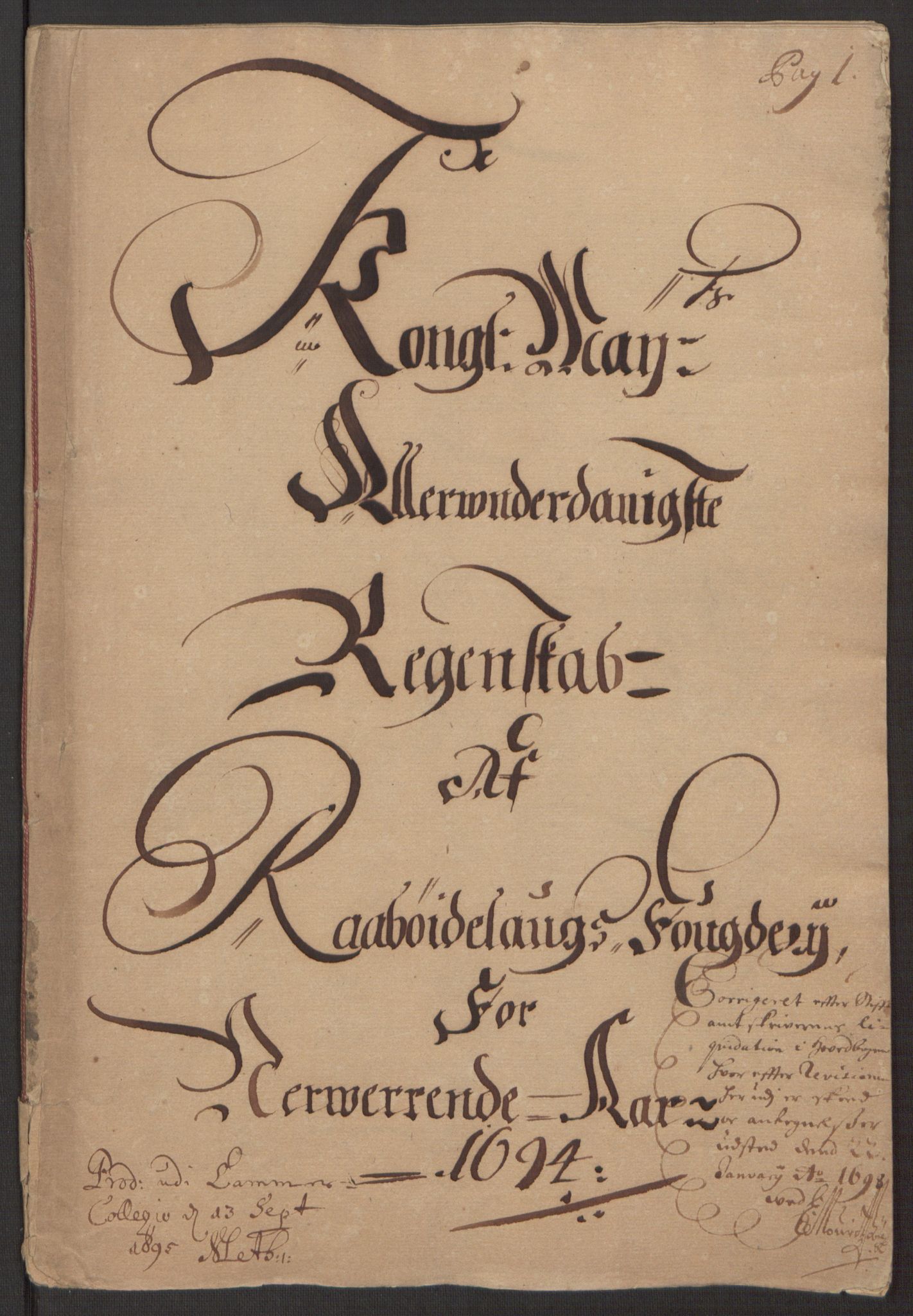 Rentekammeret inntil 1814, Reviderte regnskaper, Fogderegnskap, AV/RA-EA-4092/R40/L2444: Fogderegnskap Råbyggelag, 1693-1696, p. 83