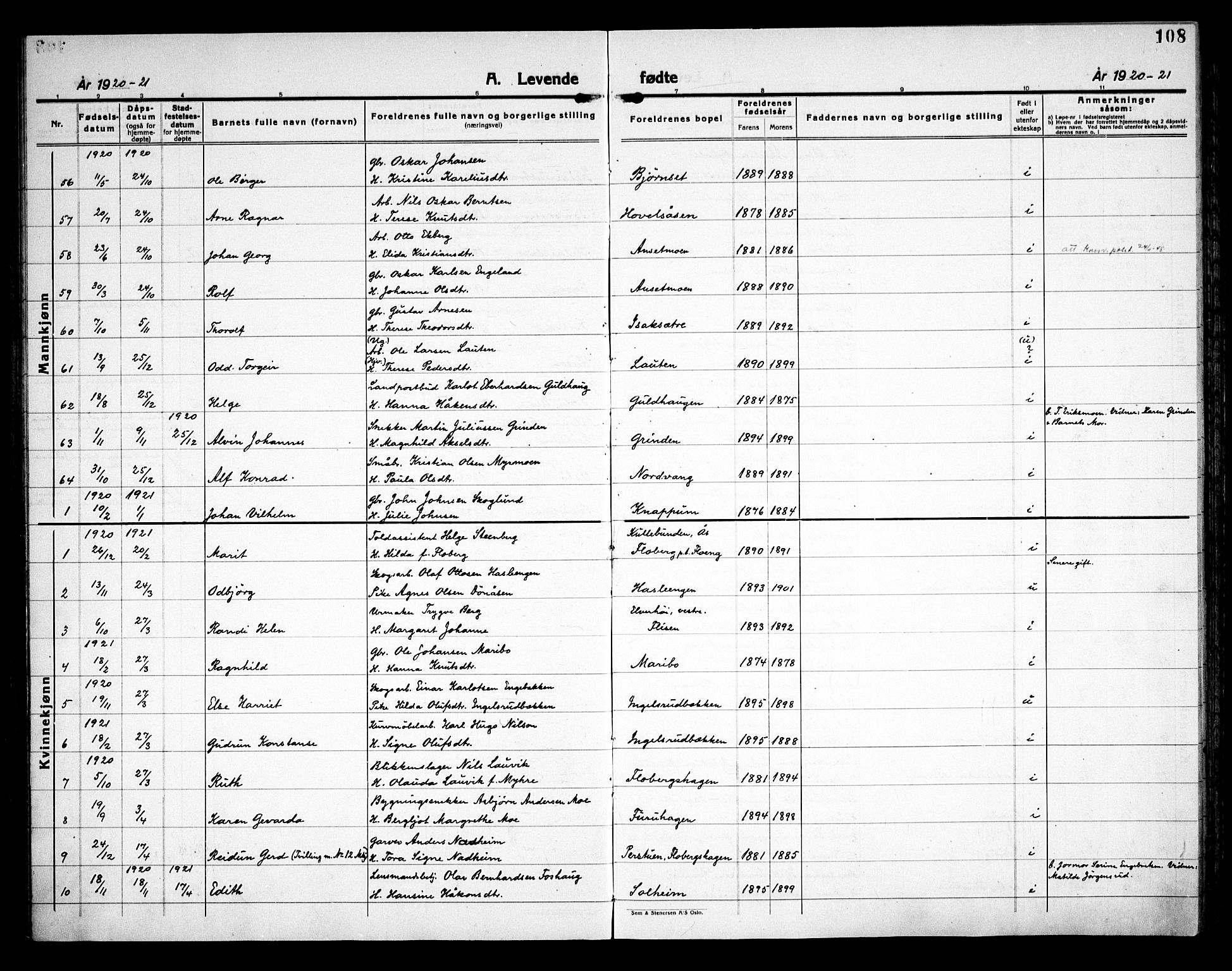 Åsnes prestekontor, AV/SAH-PREST-042/H/Ha/Haa/L0000C: Parish register (official) no. 0A, 1890-1929, p. 108