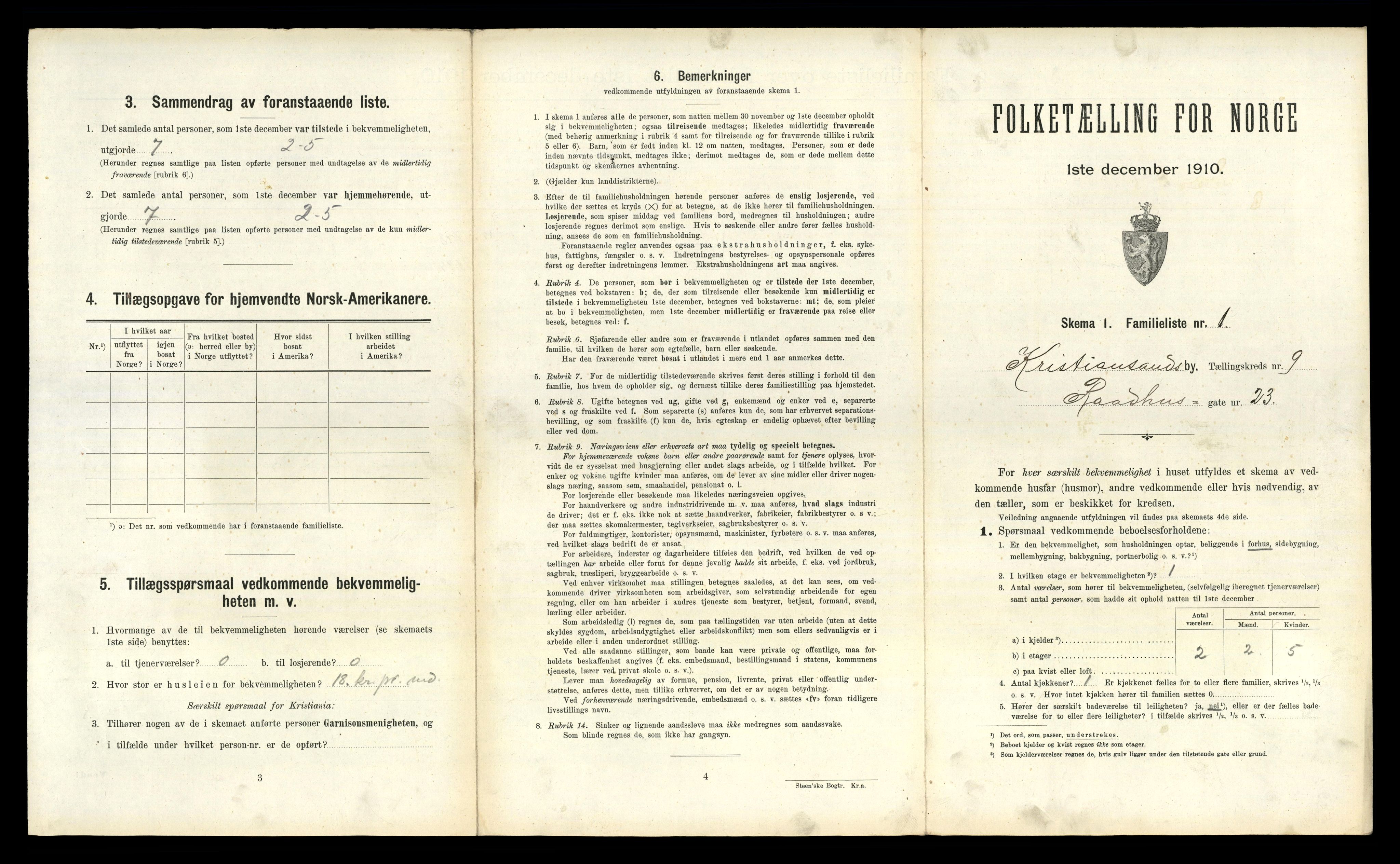 RA, 1910 census for Kristiansand, 1910, p. 2162