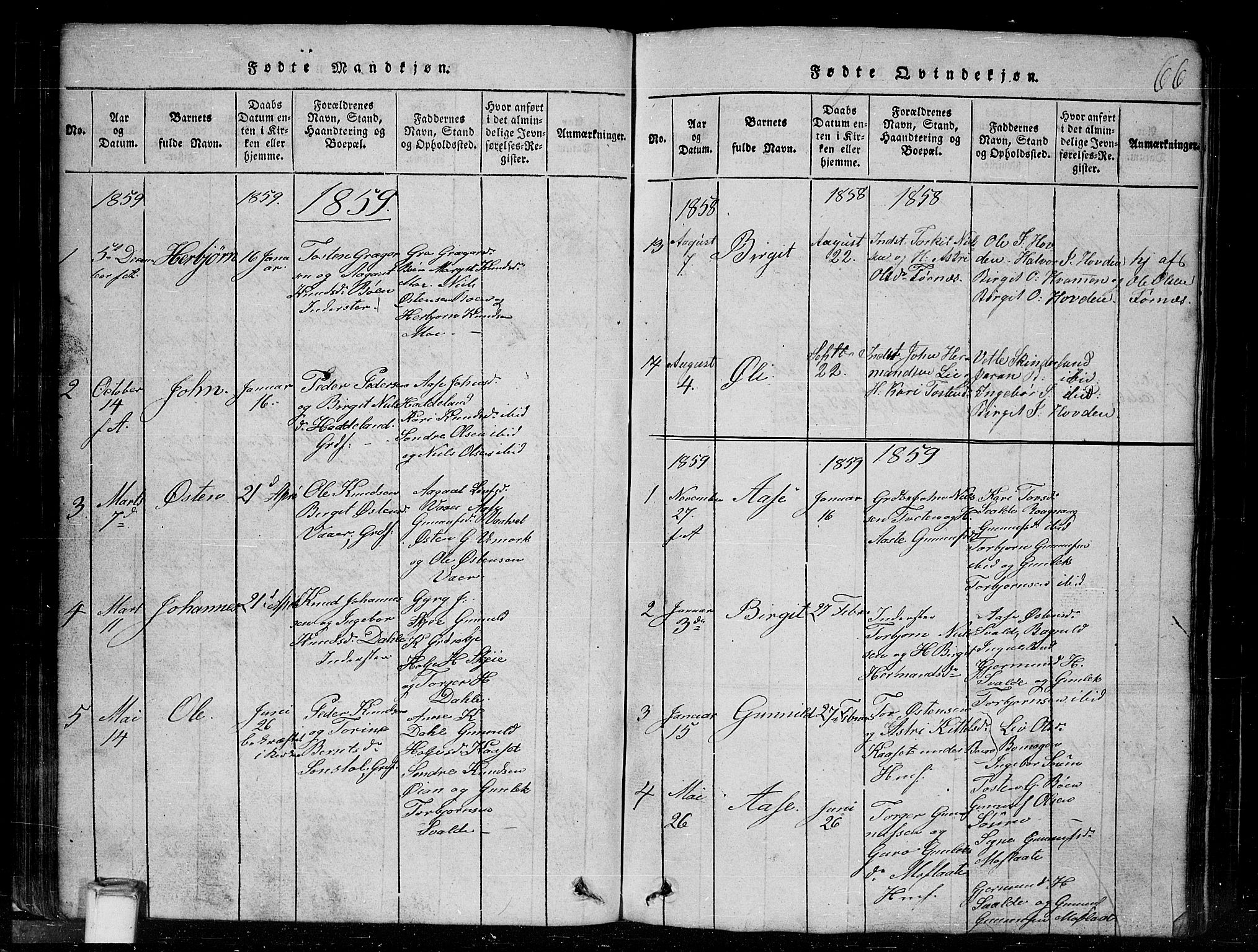 Tinn kirkebøker, SAKO/A-308/G/Gc/L0001: Parish register (copy) no. III 1, 1815-1879, p. 66