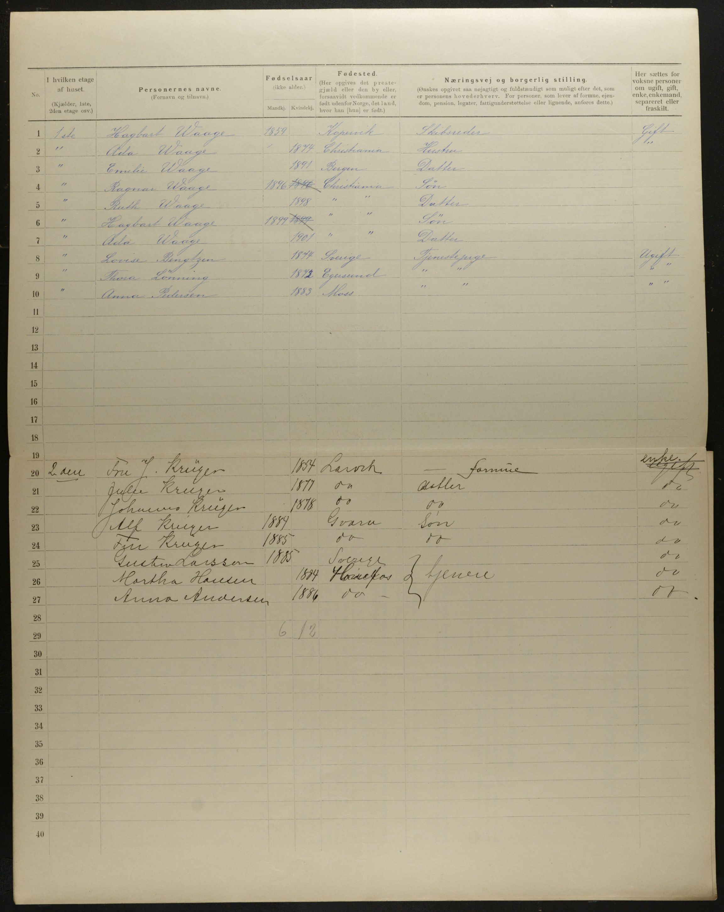 OBA, Municipal Census 1901 for Kristiania, 1901, p. 8456