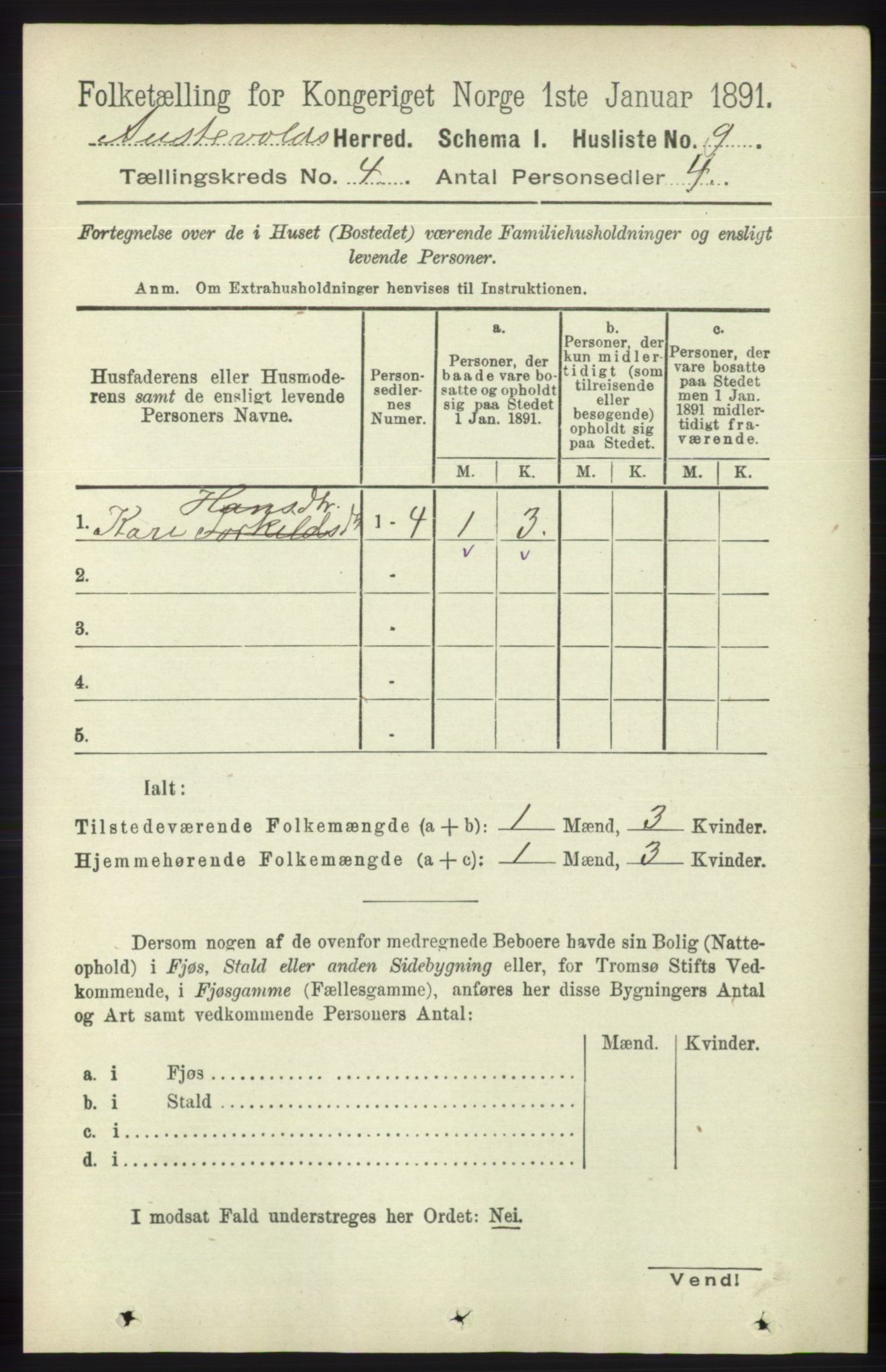 RA, 1891 census for 1244 Austevoll, 1891, p. 1339