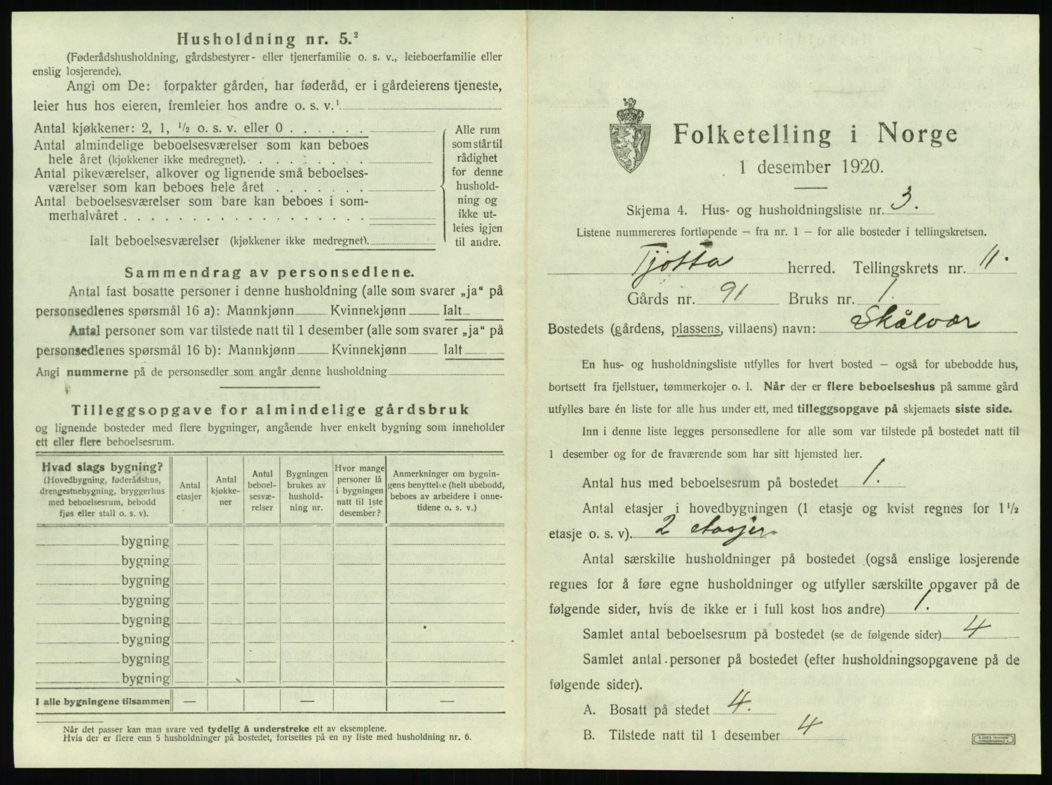 SAT, 1920 census for Tjøtta, 1920, p. 619