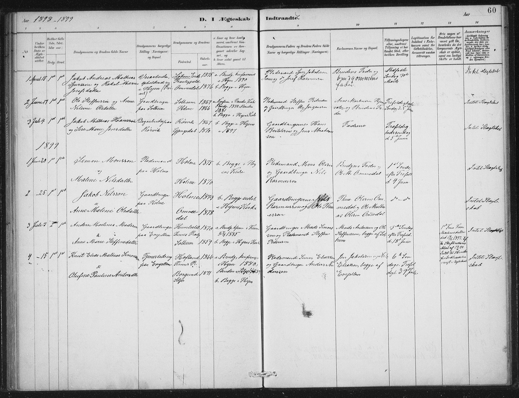 Gloppen sokneprestembete, SAB/A-80101/H/Haa/Haae/L0001: Parish register (official) no. E  1, 1885-1904, p. 60