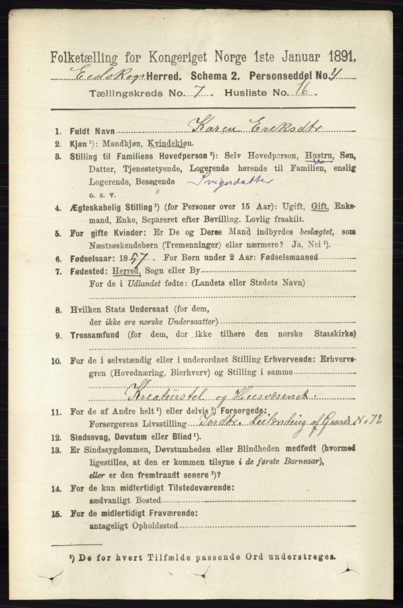 RA, 1891 census for 0420 Eidskog, 1891, p. 3778