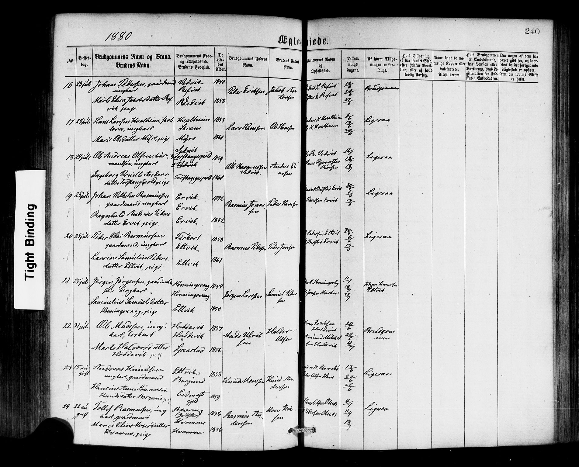 Selje sokneprestembete, AV/SAB-A-99938/H/Ha/Haa/Haaa: Parish register (official) no. A 12, 1870-1880, p. 240