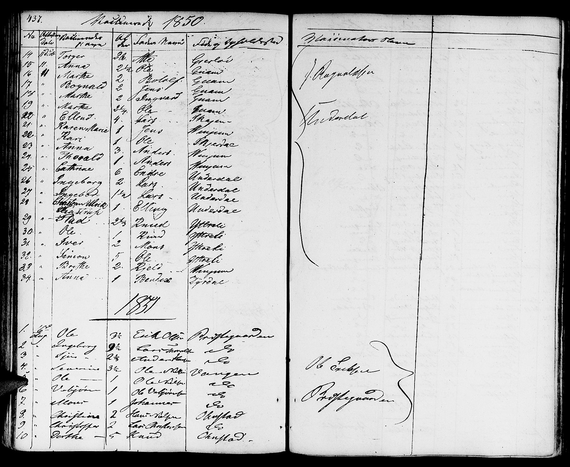 Aurland sokneprestembete, SAB/A-99937/H/Ha/Haa/L0006: Parish register (official) no. A 6, 1821-1859, p. 437