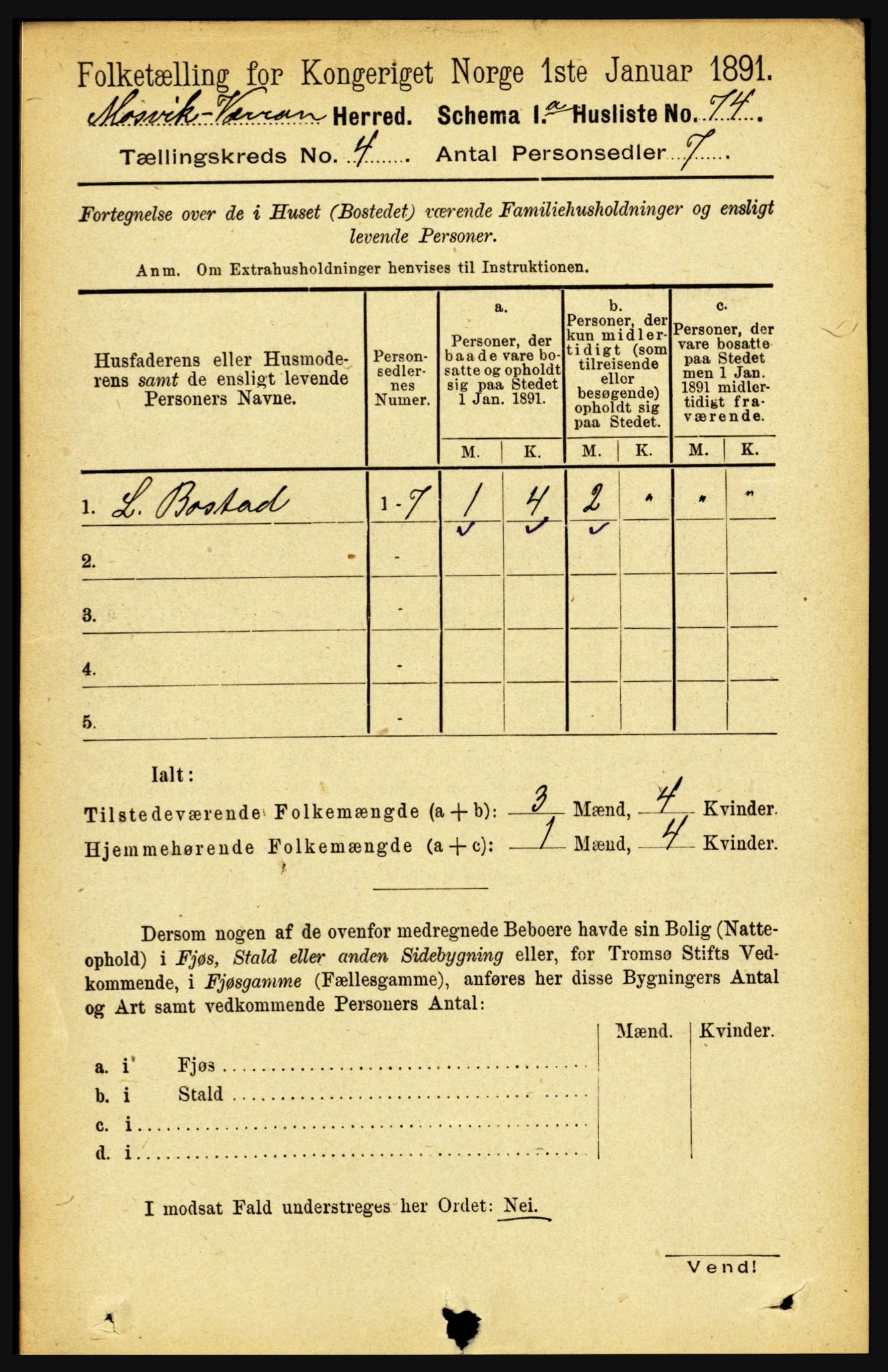 RA, 1891 census for 1723 Mosvik og Verran, 1891, p. 1392