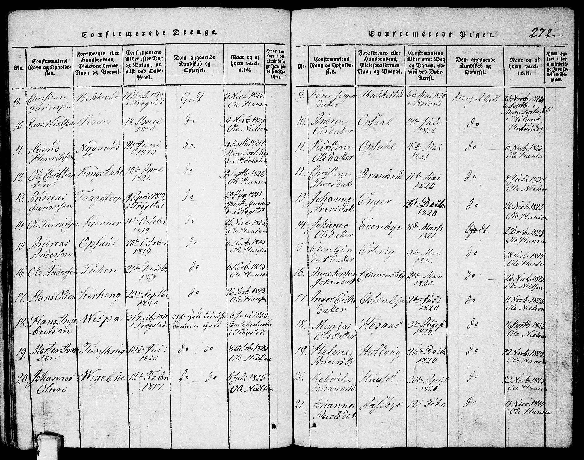 Rødenes prestekontor Kirkebøker, AV/SAO-A-2005/G/Ga/L0001: Parish register (copy) no.  I 1, 1814-1841, p. 272