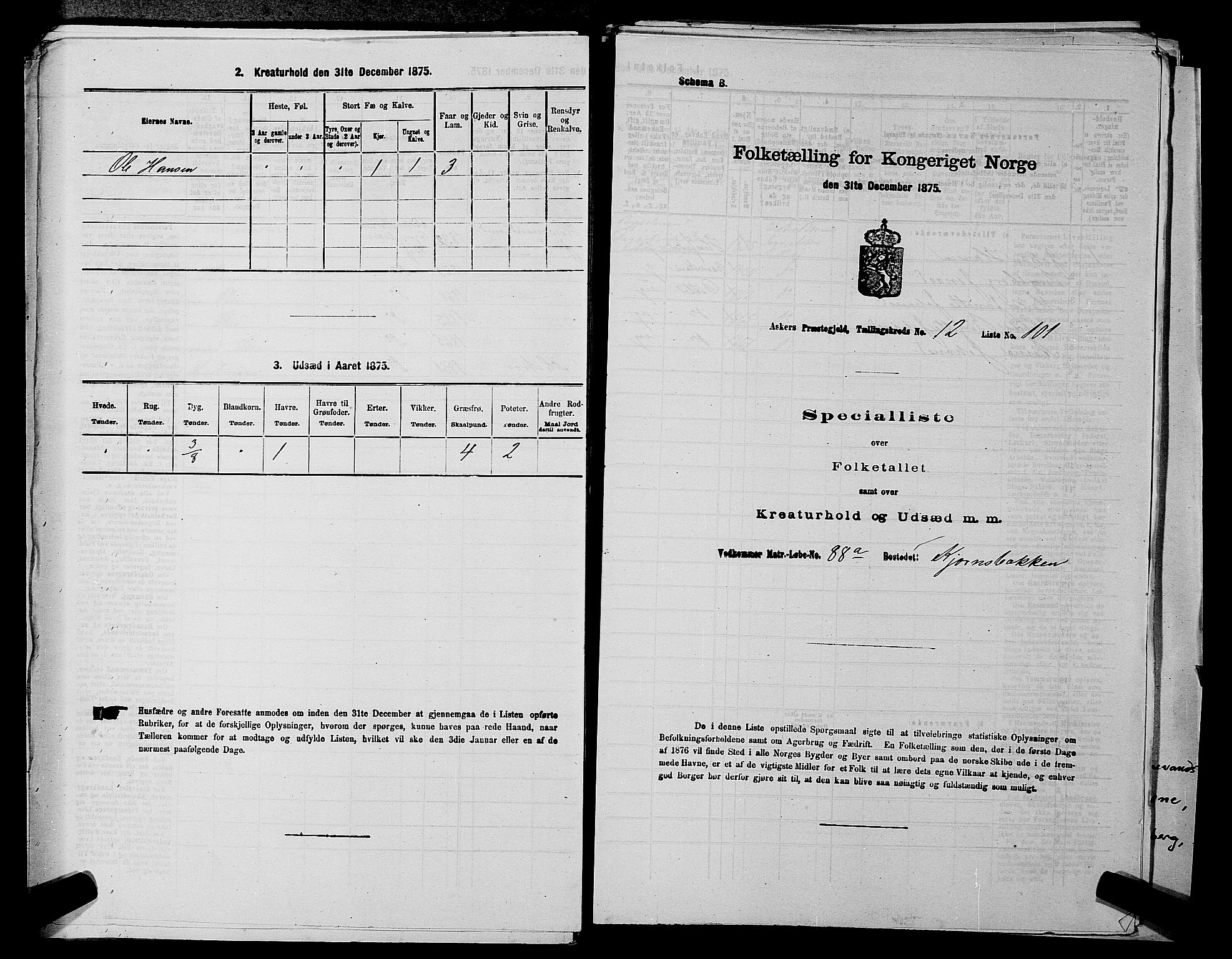 RA, 1875 census for 0220P Asker, 1875, p. 2257