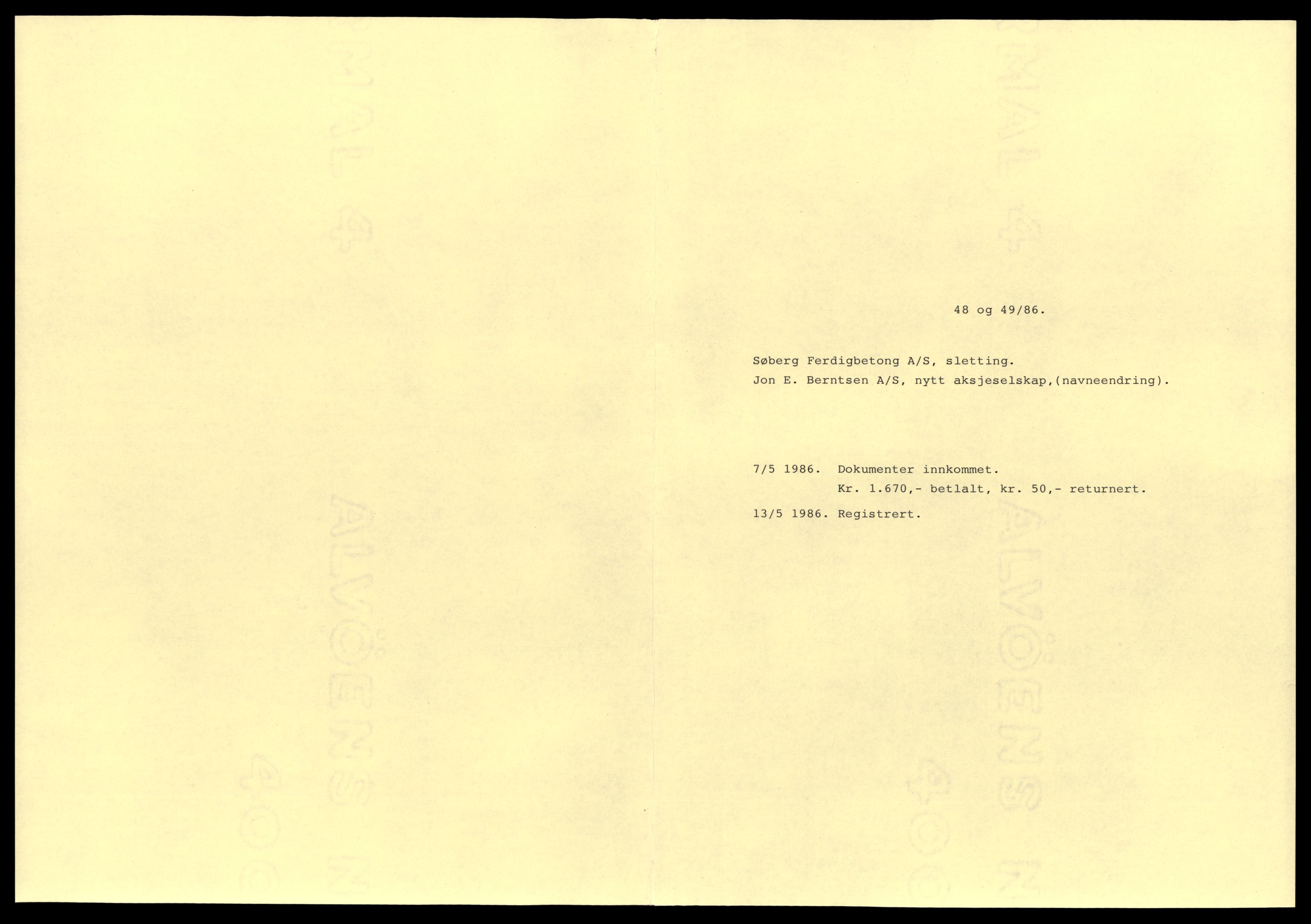 Gauldal sorenskriveri, AV/SAT-A-0014/2/J/Jd/Jde/L0011: Bilag, 1-99, 1986, p. 1