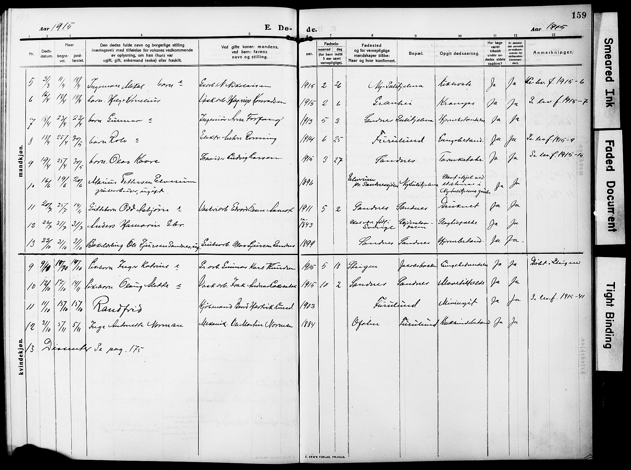 Ministerialprotokoller, klokkerbøker og fødselsregistre - Nordland, AV/SAT-A-1459/850/L0710: Parish register (official) no. 850A02, 1910-1920, p. 159