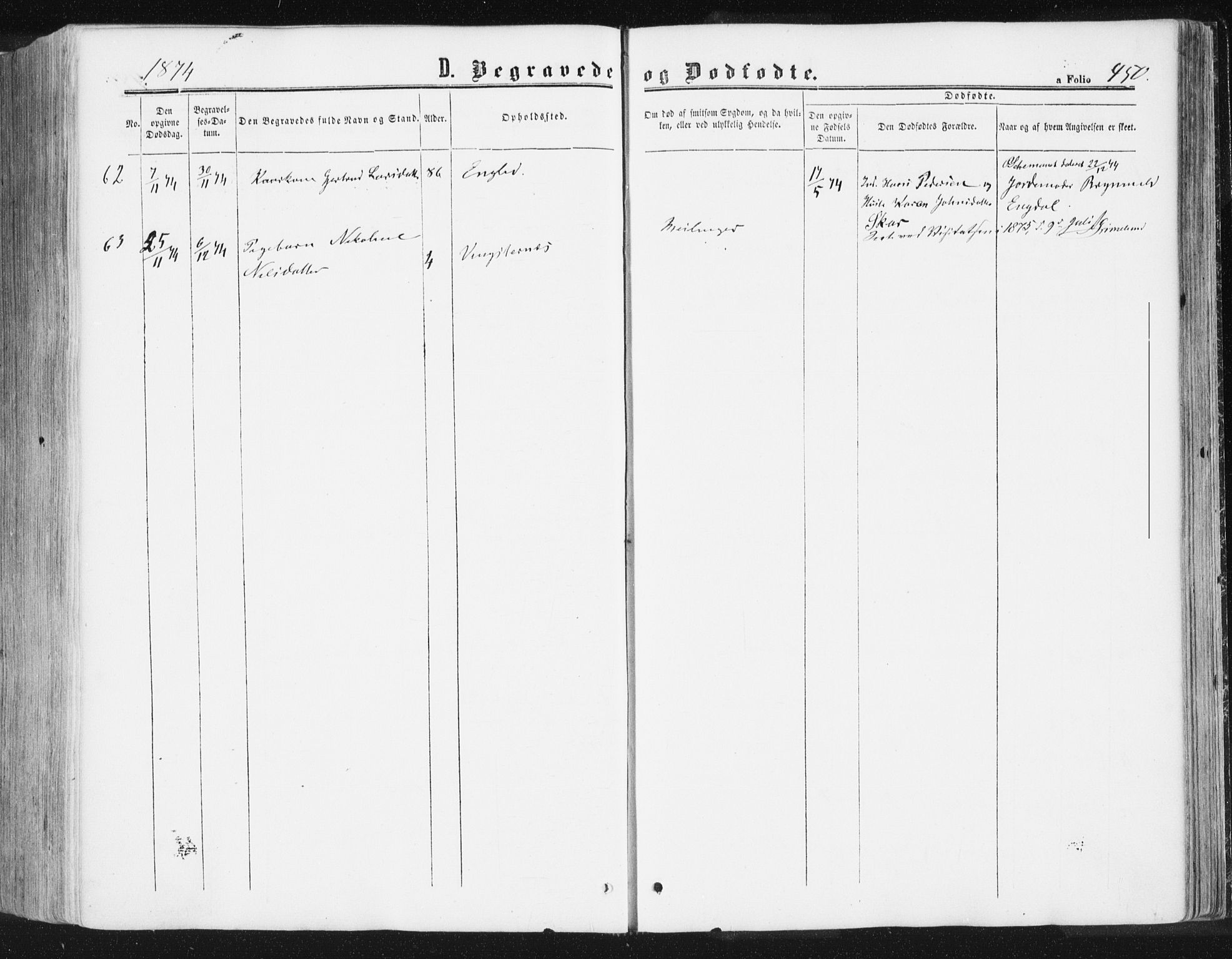 Ministerialprotokoller, klokkerbøker og fødselsregistre - Møre og Romsdal, AV/SAT-A-1454/578/L0905: Parish register (official) no. 578A04, 1859-1877, p. 450