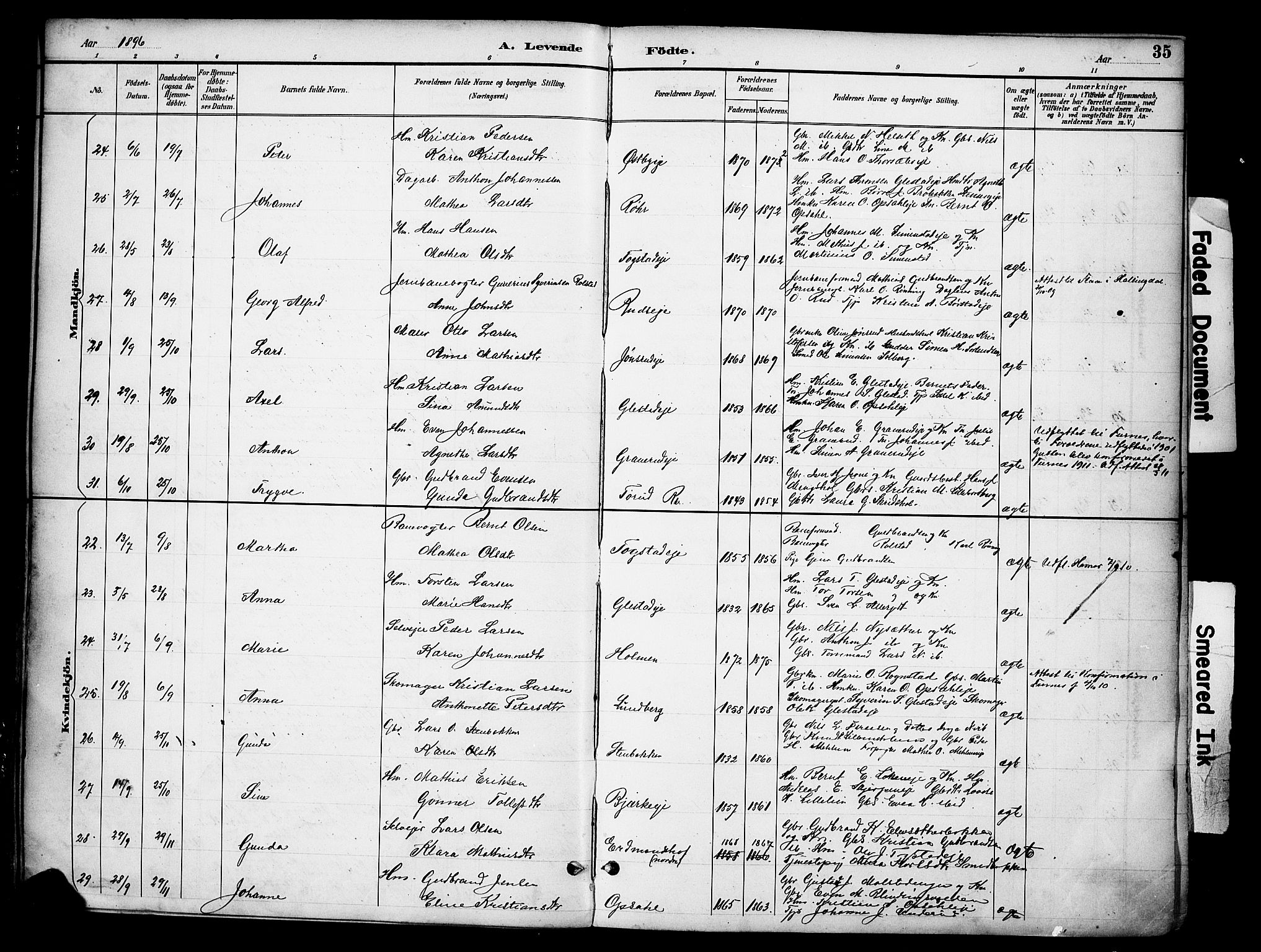 Ringsaker prestekontor, AV/SAH-PREST-014/K/Ka/L0016: Parish register (official) no. 16, 1891-1904, p. 35