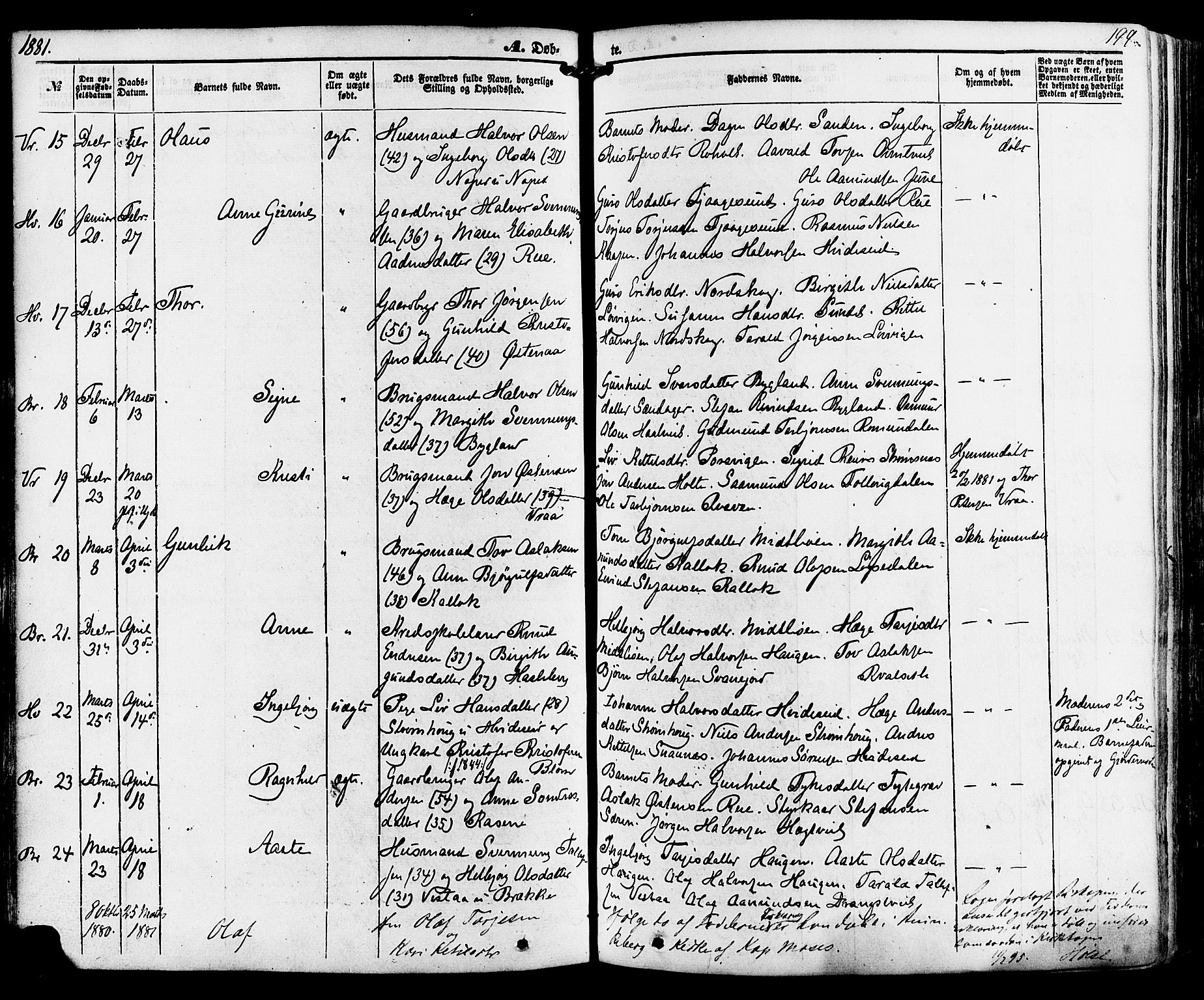 Kviteseid kirkebøker, AV/SAKO-A-276/F/Fa/L0007: Parish register (official) no. I 7, 1859-1881, p. 199