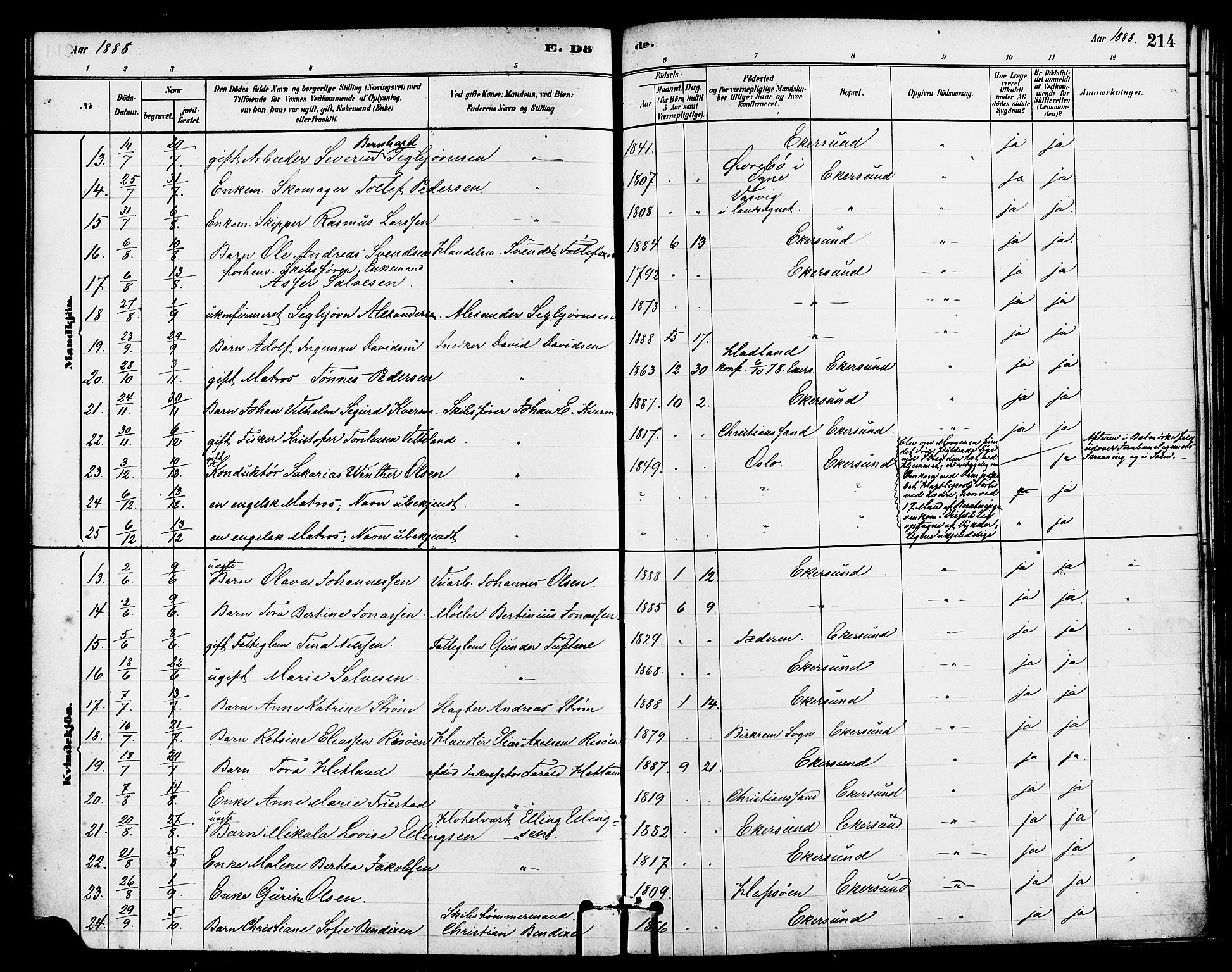 Eigersund sokneprestkontor, SAST/A-101807/S08/L0015: Parish register (official) no. A 15, 1879-1892, p. 214