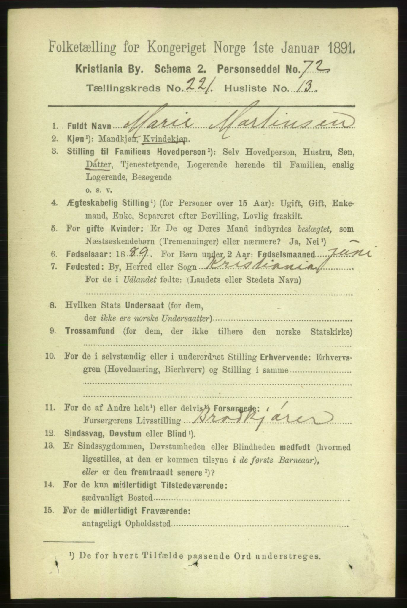 RA, 1891 census for 0301 Kristiania, 1891, p. 132815
