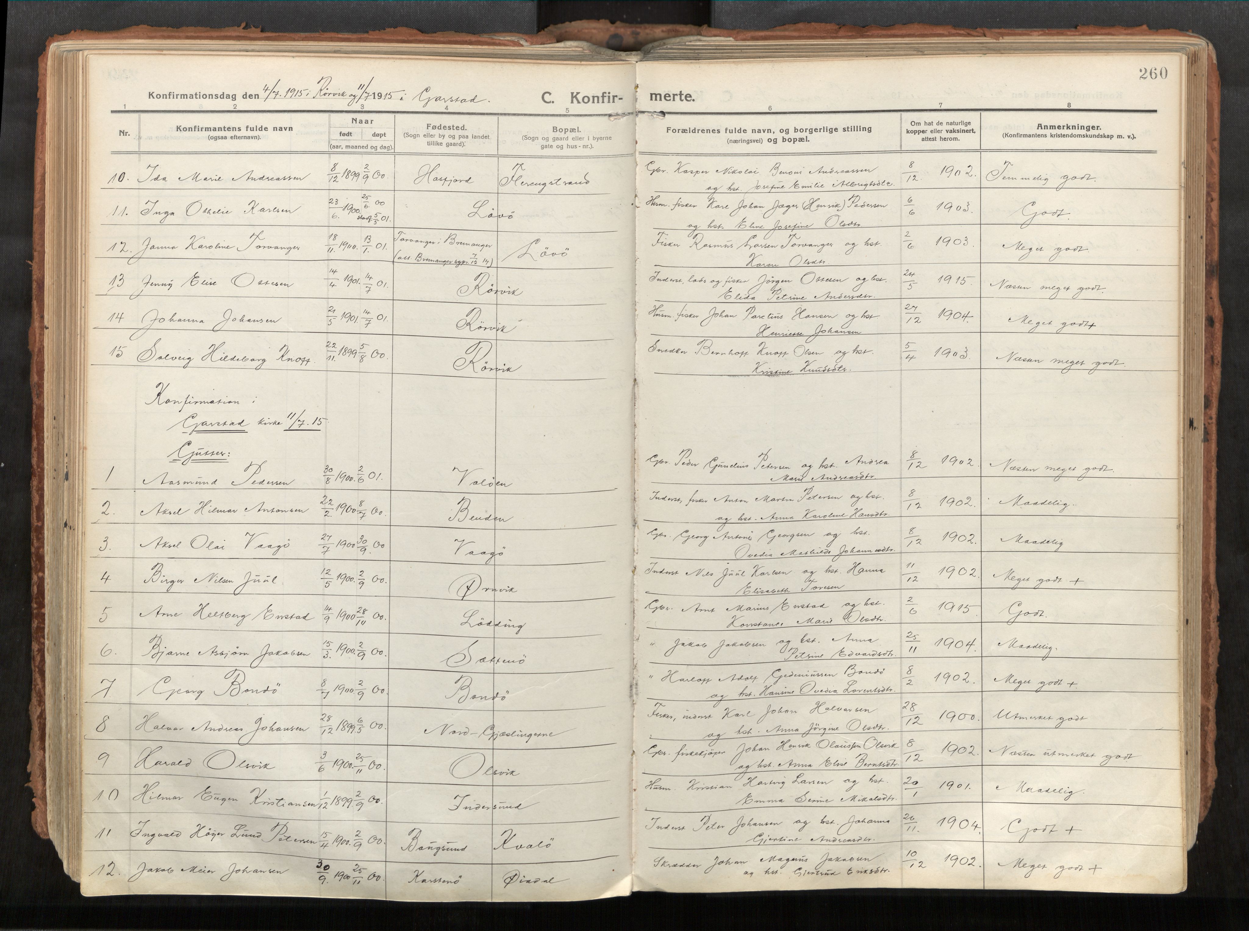 Vikna sokneprestkontor, AV/SAT-A-1173/1/I/I1/I1a/L0001: Parish register (official) no. 1, 1913-1934, p. 260