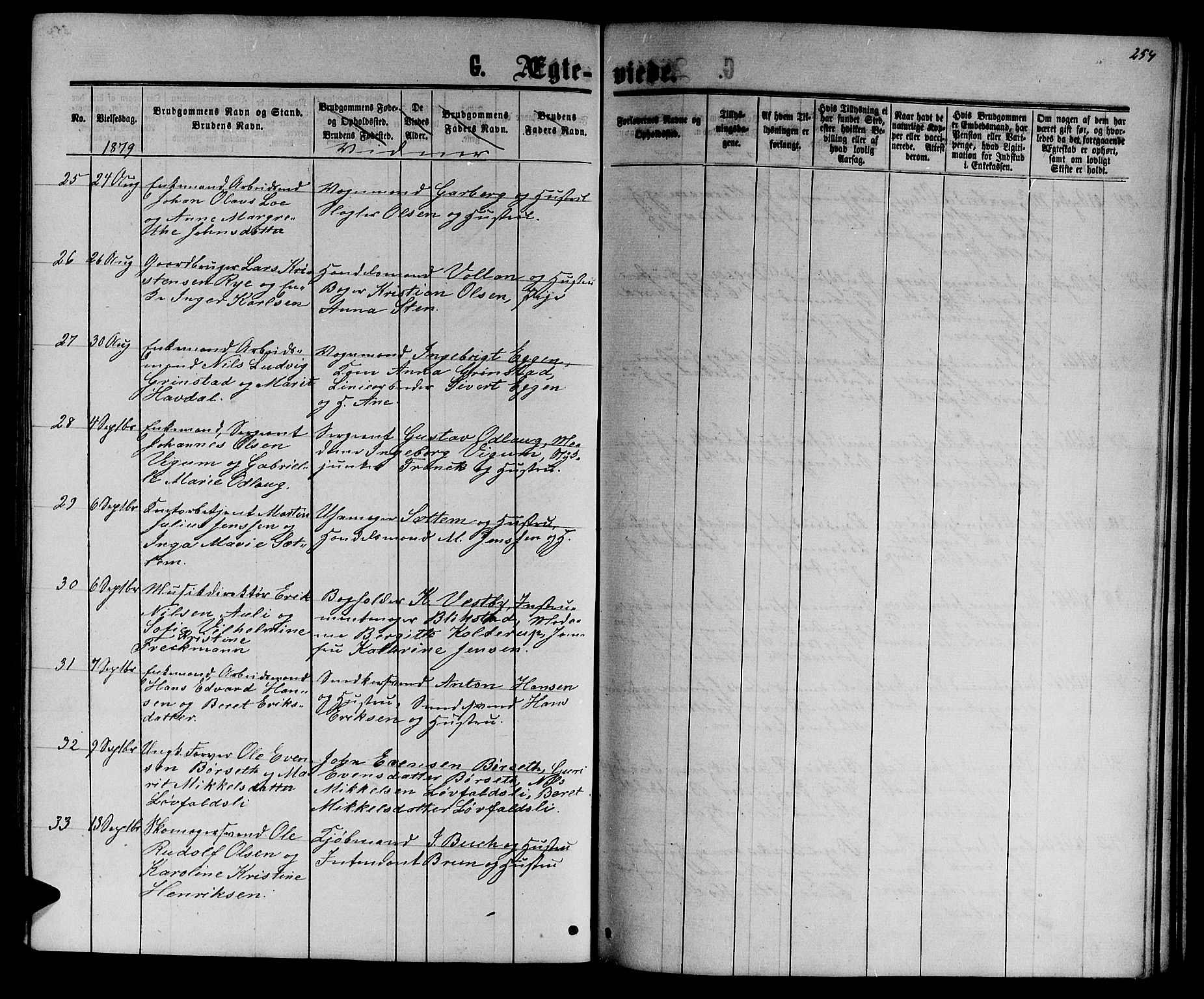 Ministerialprotokoller, klokkerbøker og fødselsregistre - Sør-Trøndelag, SAT/A-1456/601/L0087: Parish register (copy) no. 601C05, 1864-1881, p. 254