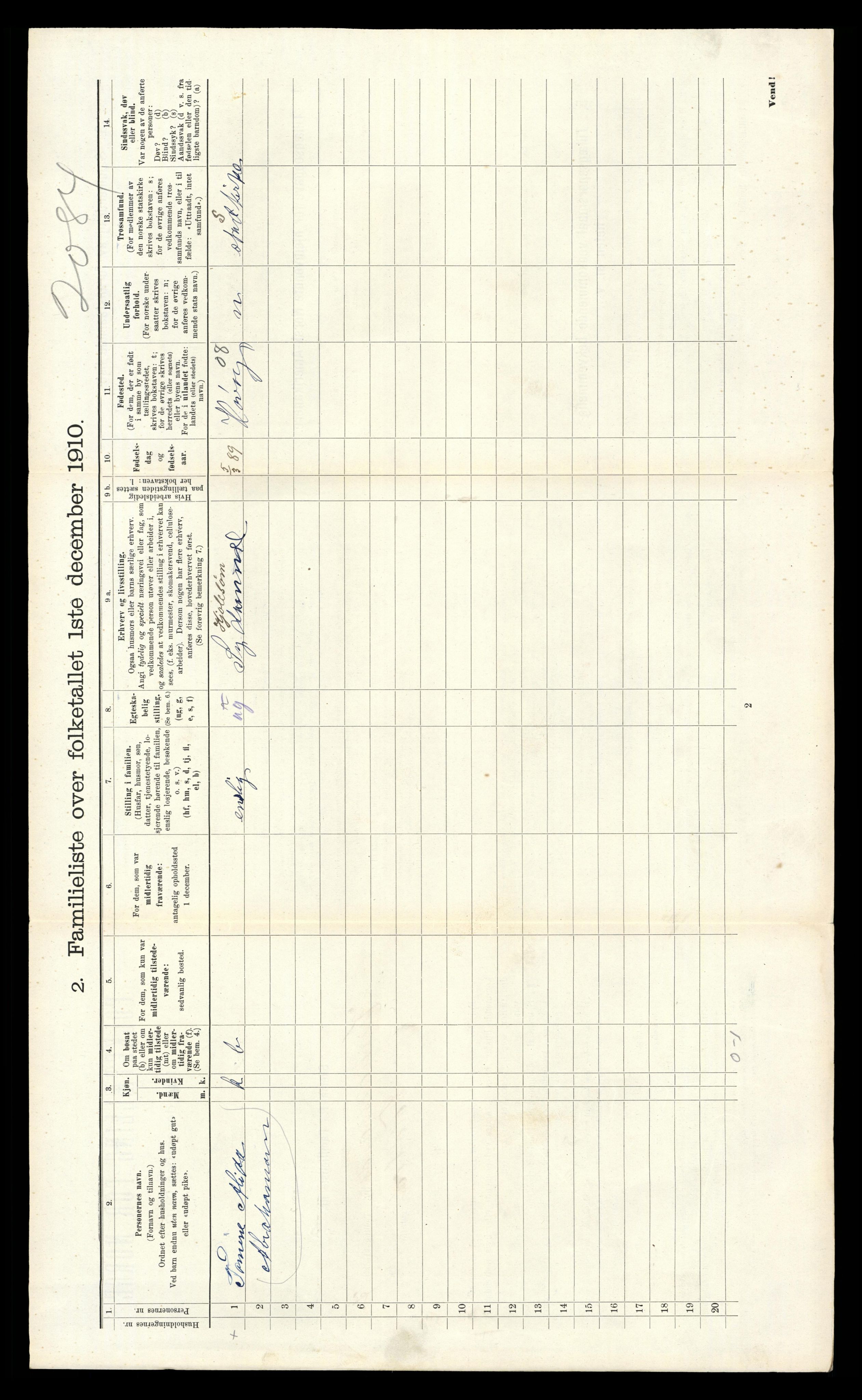 RA, 1910 census for Kristiansand, 1910, p. 1627