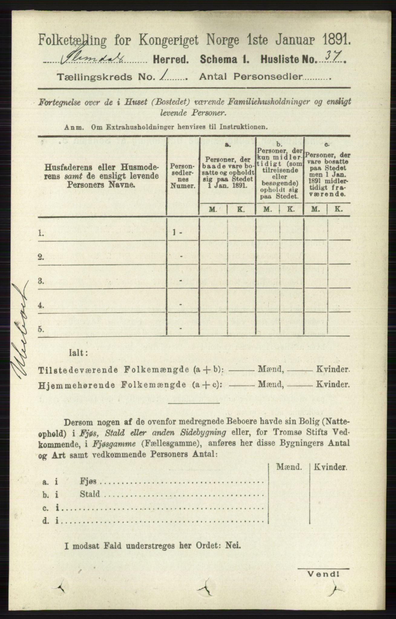 RA, 1891 census for 0811 Slemdal, 1891, p. 49
