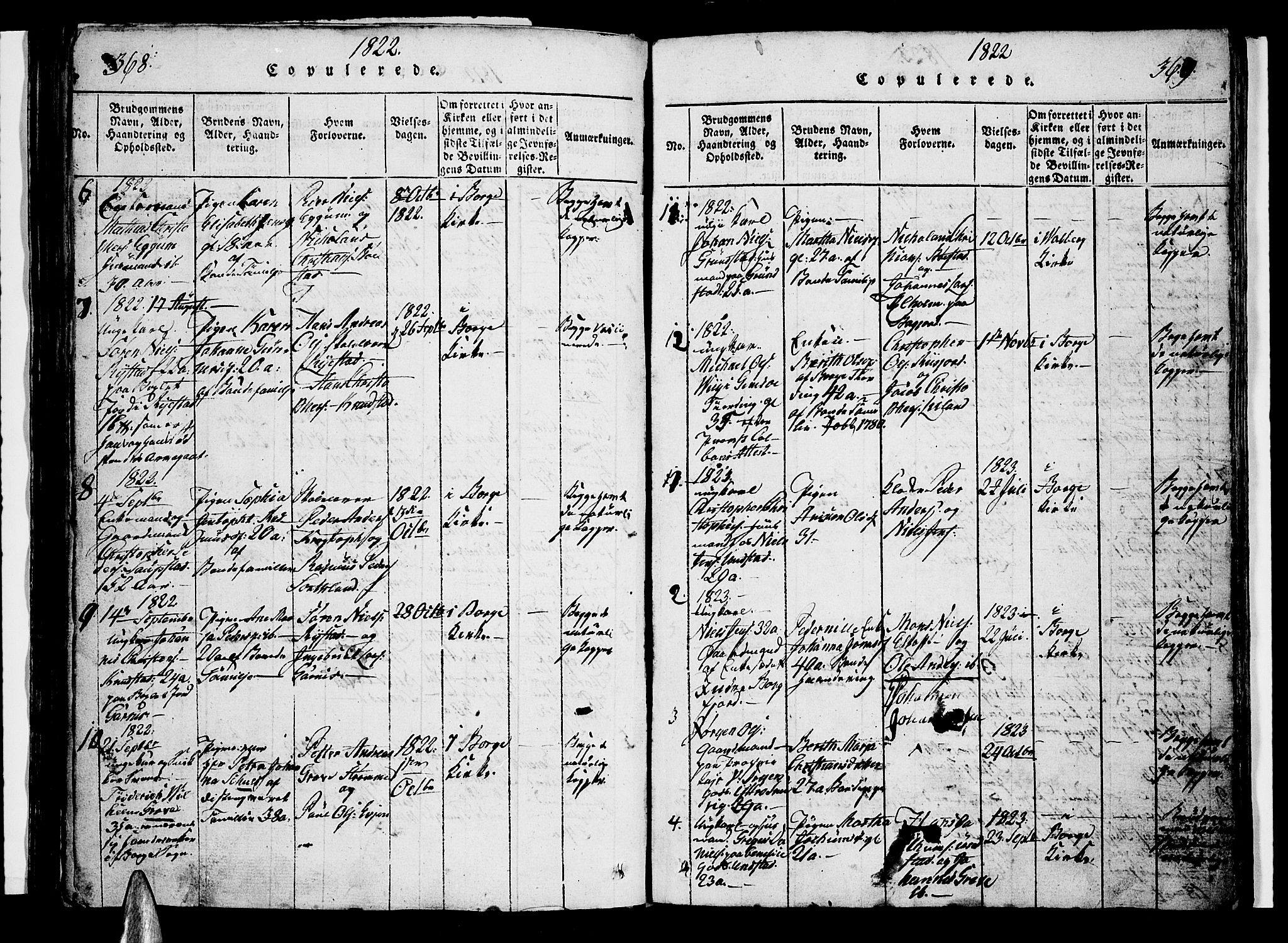 Ministerialprotokoller, klokkerbøker og fødselsregistre - Nordland, SAT/A-1459/880/L1130: Parish register (official) no. 880A04, 1821-1843, p. 368-369